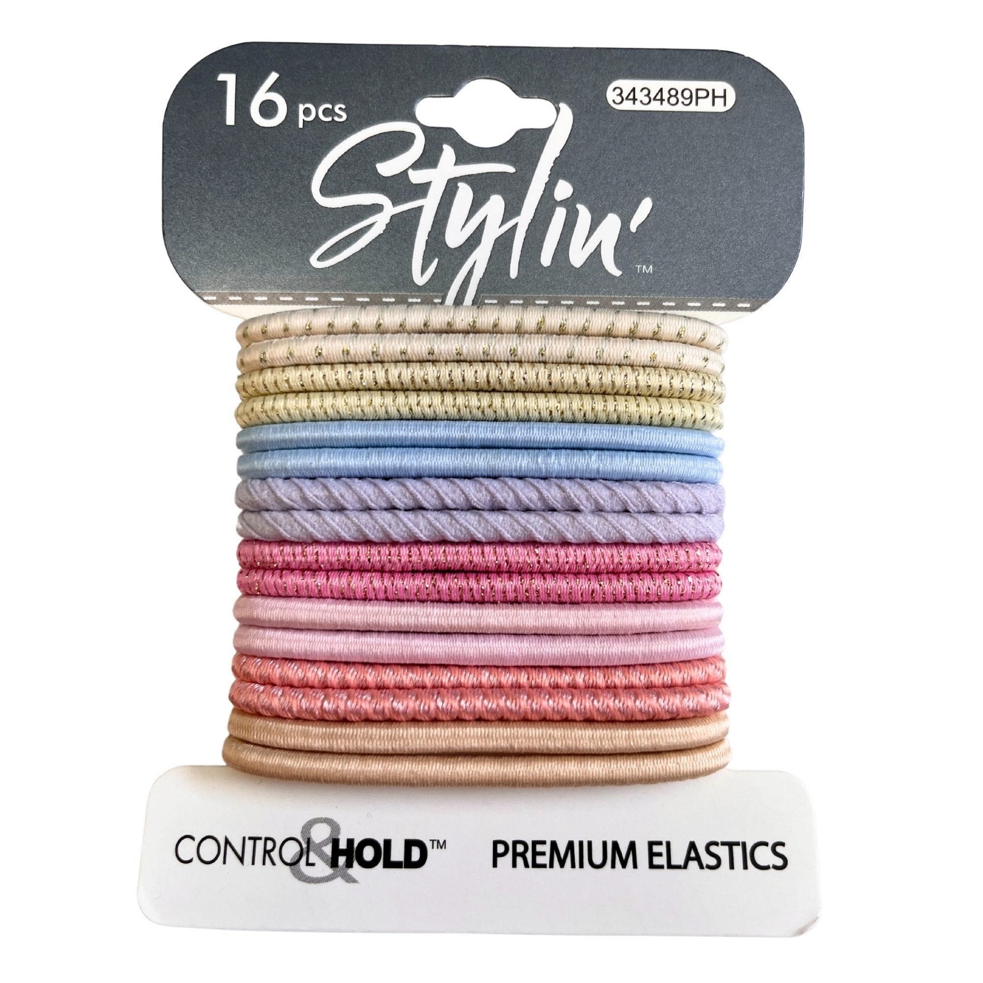 Stylin' 16 Piece Control Hold Premium Hair ELASTICs in Pastel Tones - Qty 36