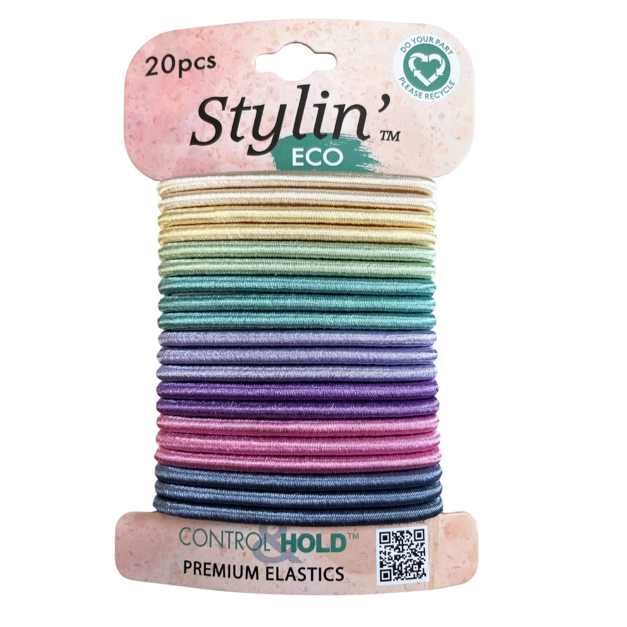 Stylin' 20 Piece ECO Control Hold Premium Hair ELASTICs in Pastel Colors - Qty 36