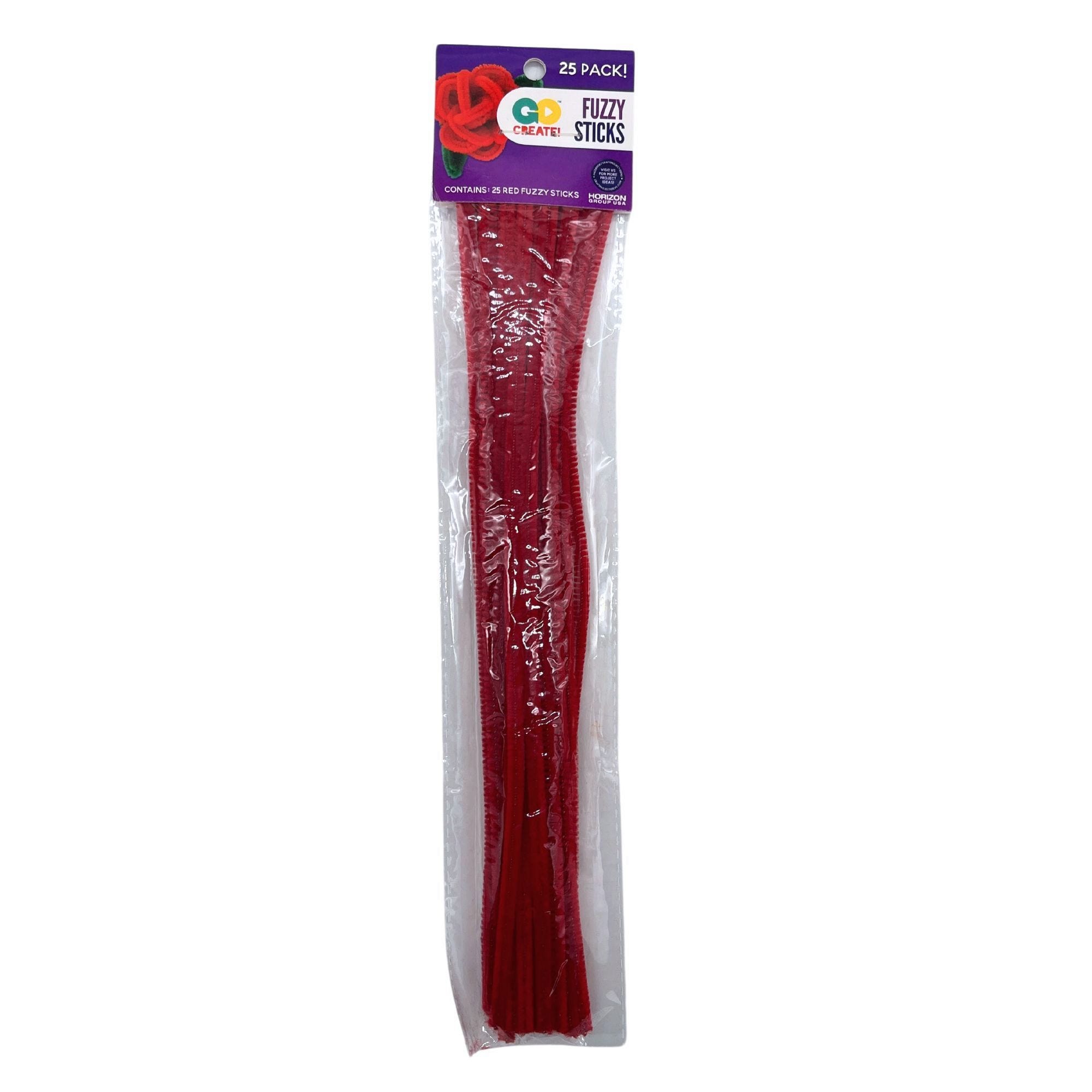 Go Create 25 Pack RED Fuzzy Sticks - Qty 48