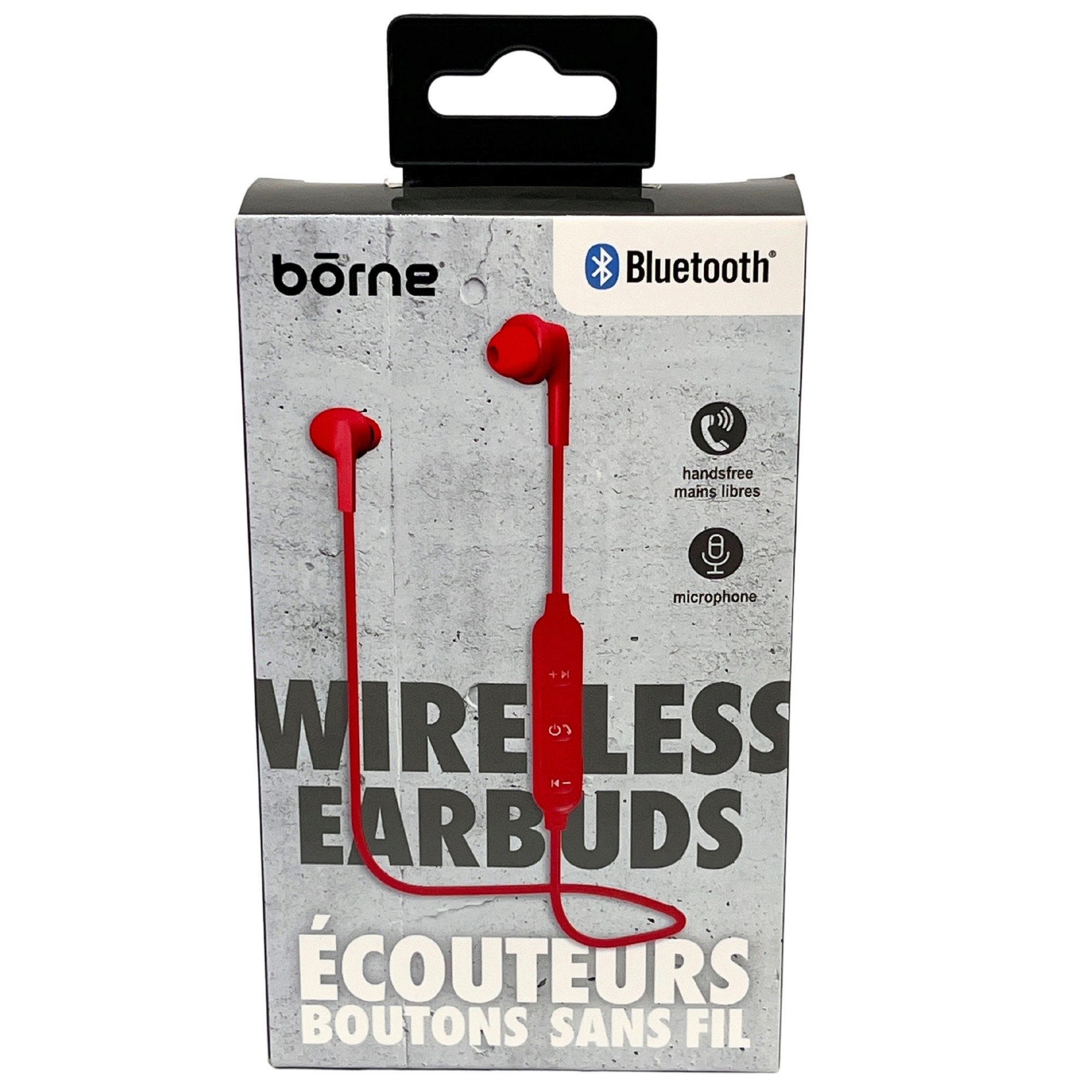 Borne RED Around The Neck Noise Isolating Bluetooth Earbuds with Microphone - Qty 12