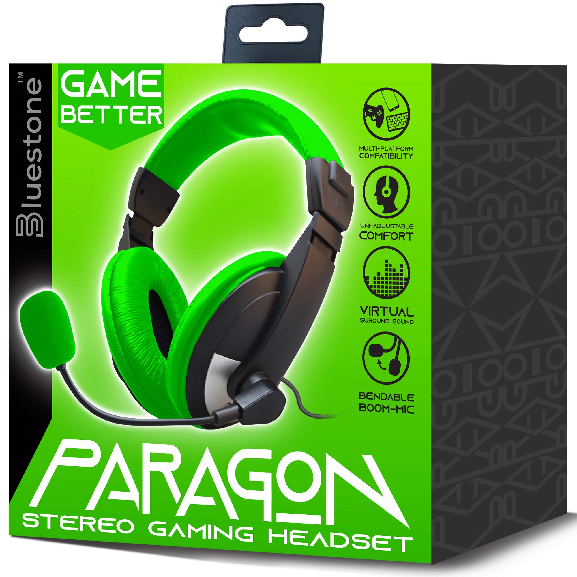 Paragon Stereo Gaming Headphones with Microphone in Black and Green