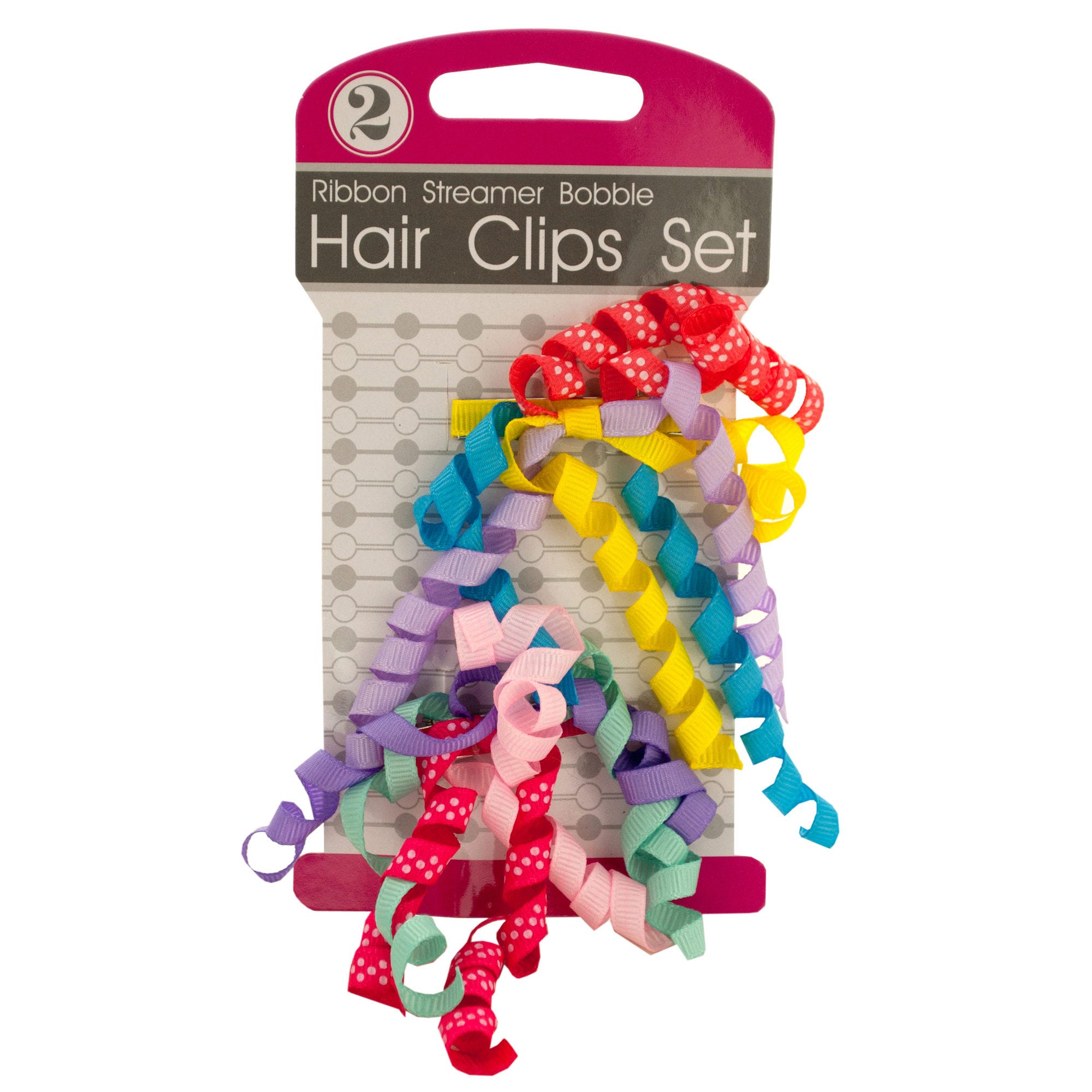 Ribbon Streamer Bobble HAIR Clips Set - Qty 96