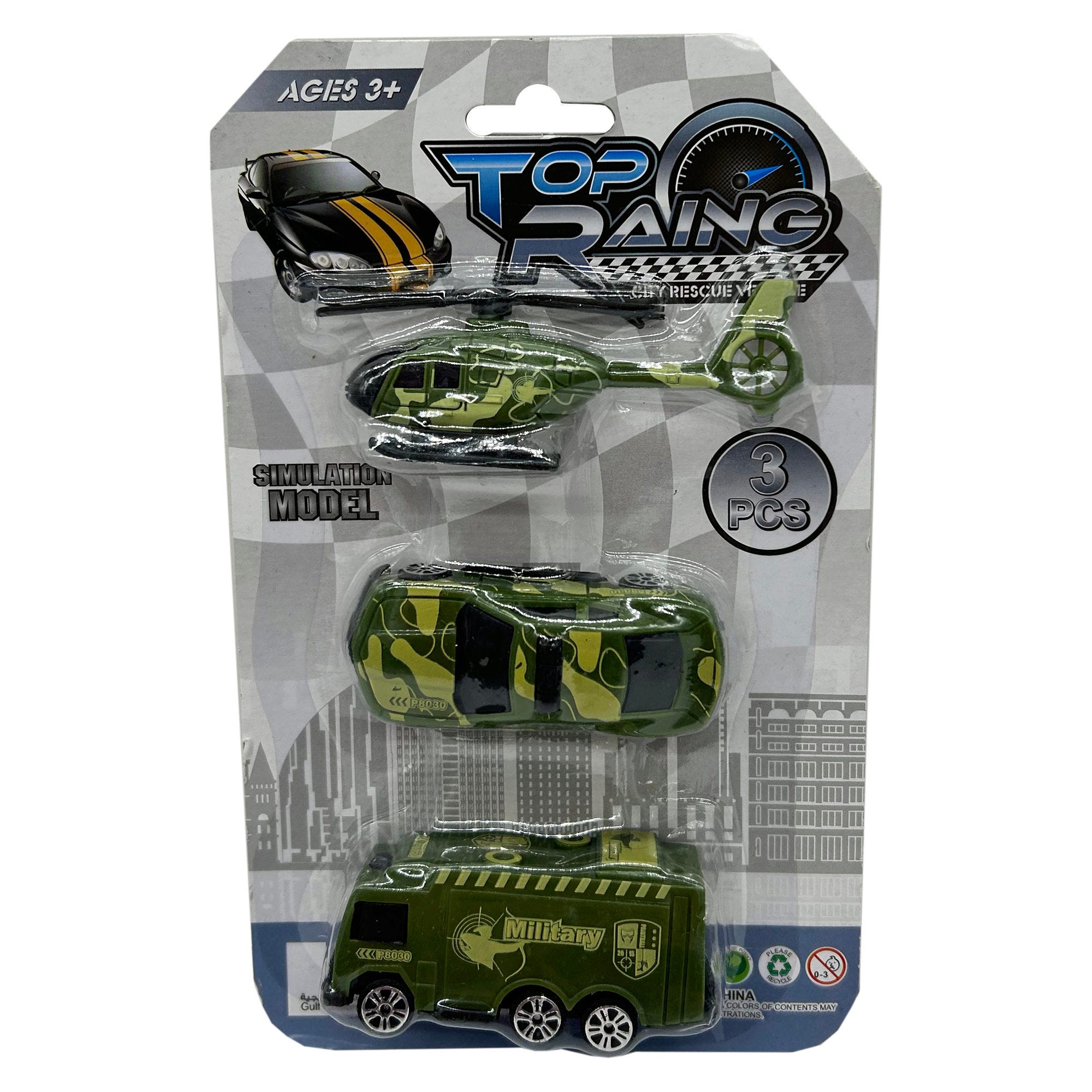 3 Pack Army Vehicles and Aircraft Playset -2 Assorted Styles - Qty 24