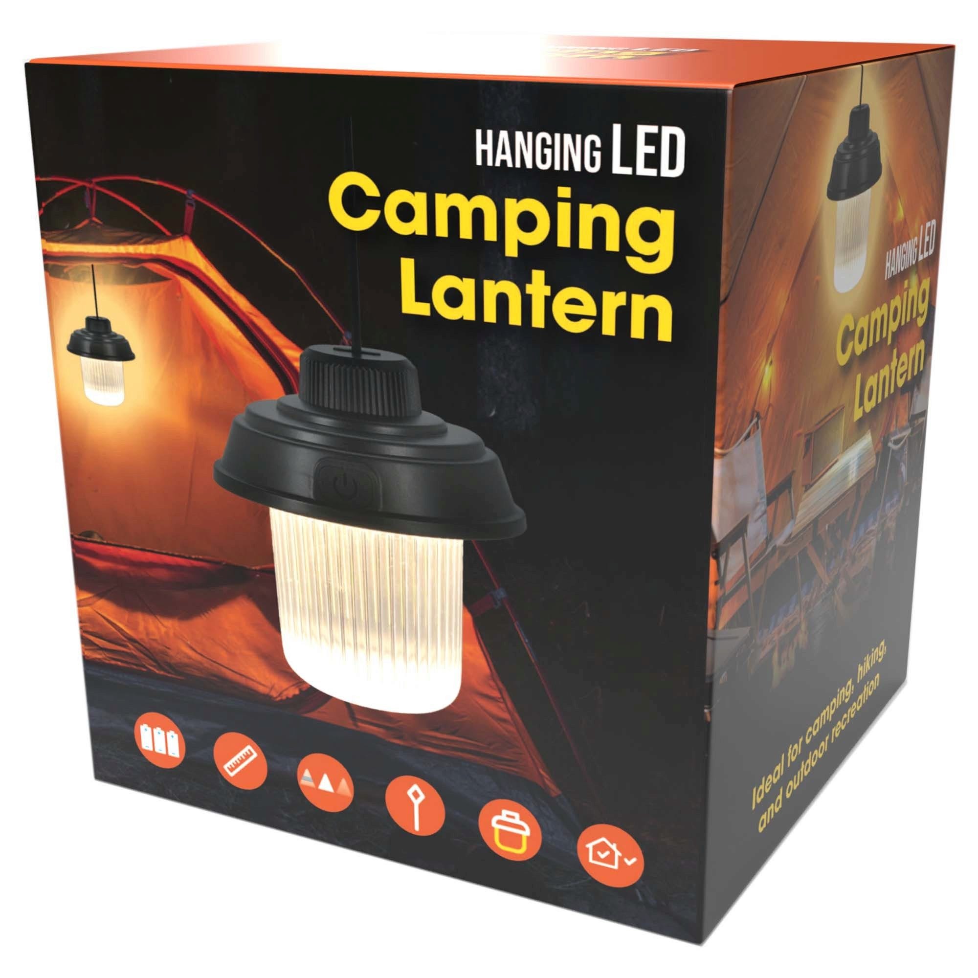 Battery-Operated White LED Hanging Camping Lantern - Qty 8