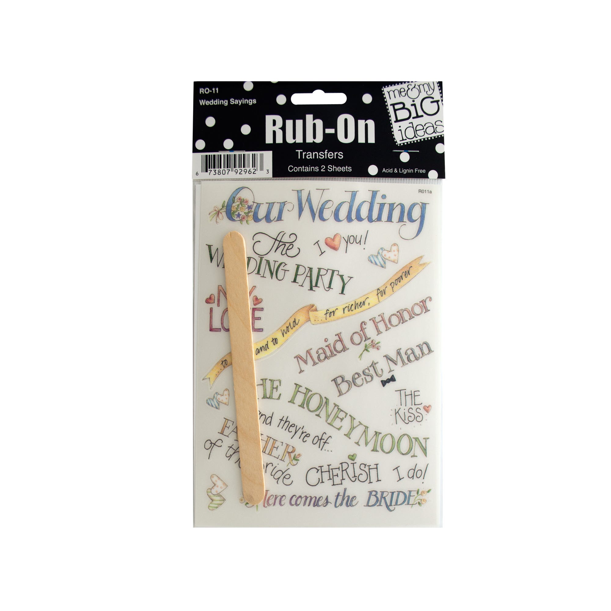 WEDDING Sayings Rub-On Transfers - Qty 54