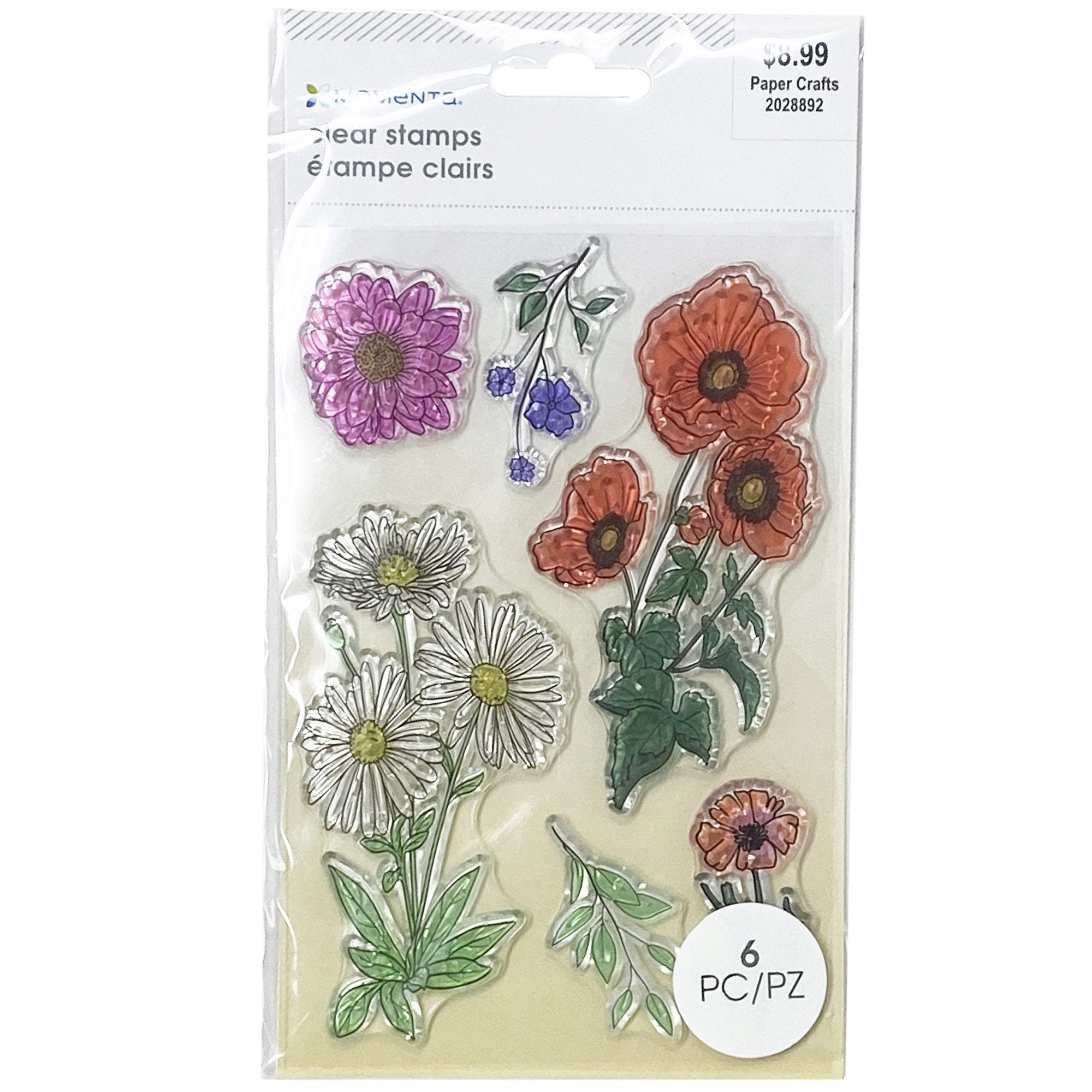 Momenta 6 Piece Floral Theme Clear Stamps - Qty 72