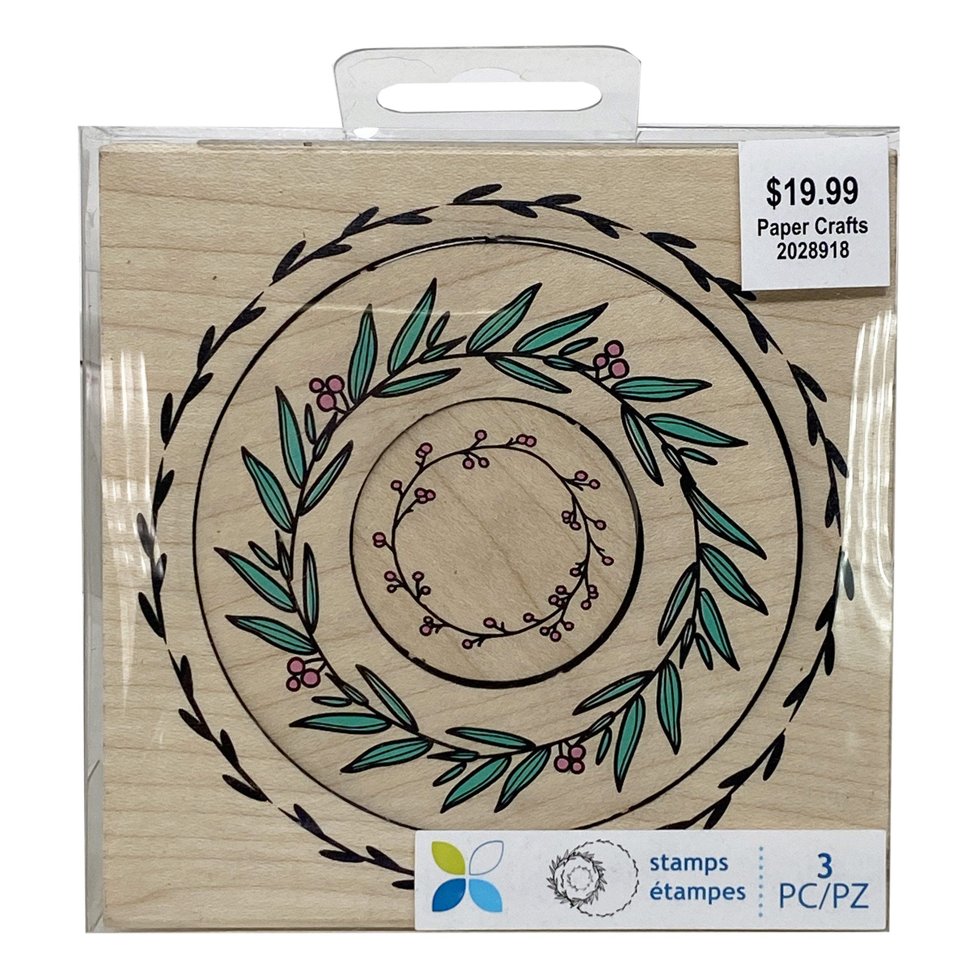 ''Momenta 4'''' x 4'''' 3 Piece Wooden Wreath Stamp Set - Qty 72''