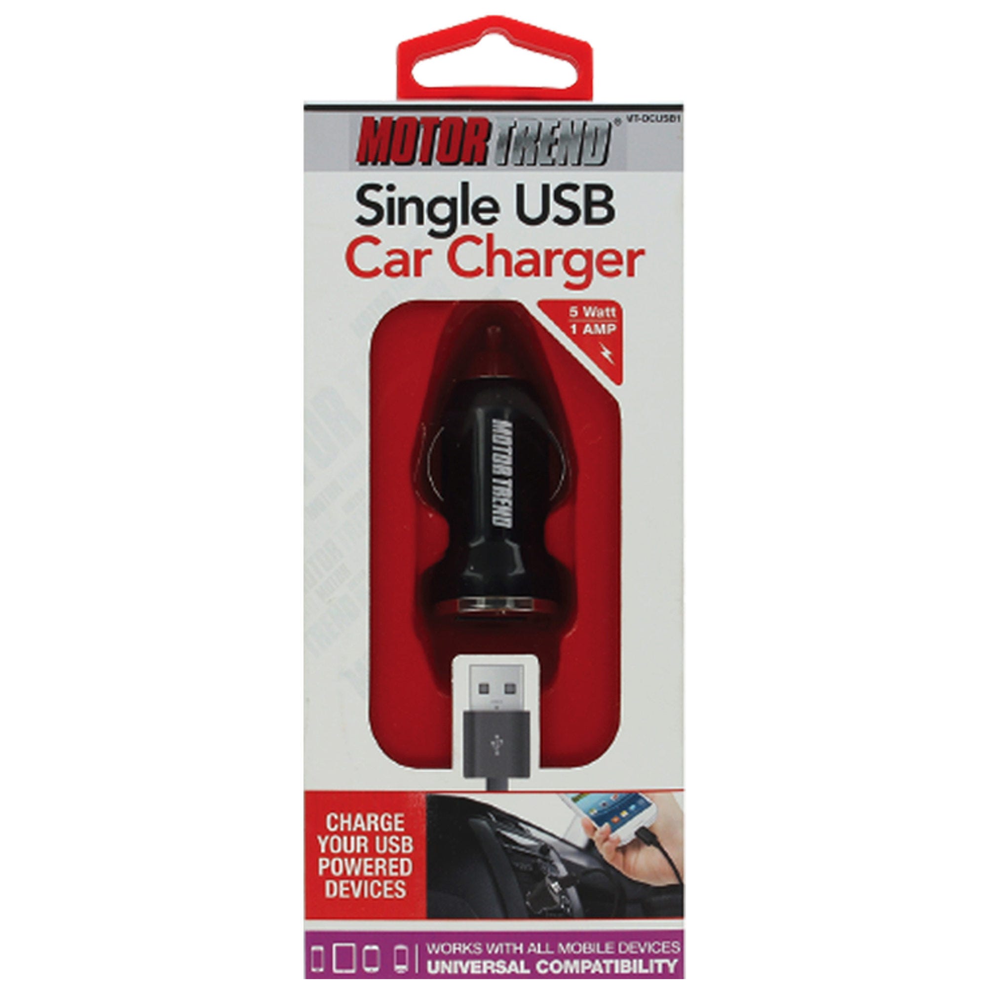 Motor Trend 1 Amp Single USB Car Charger - Qty 48