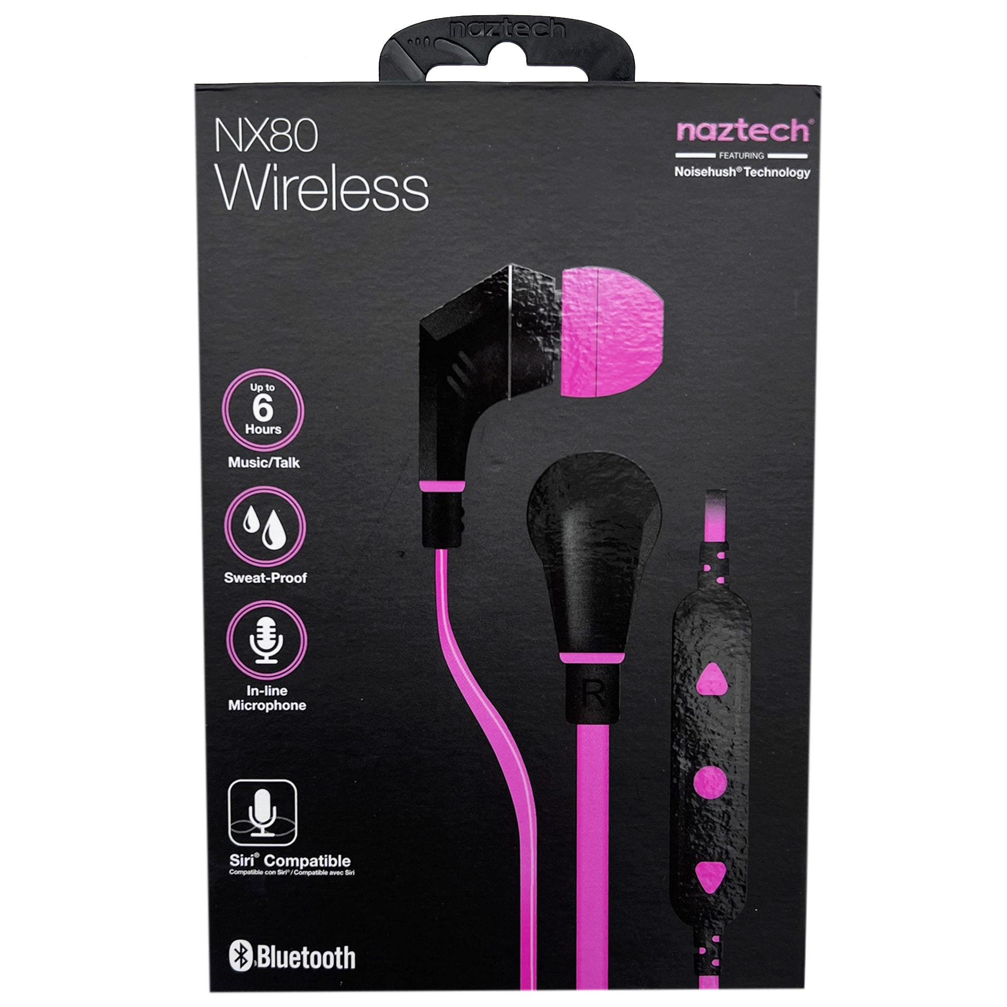 Naztech NX80w Bluetooth Wireless Sports Pink and Black Earphones - Qty 12