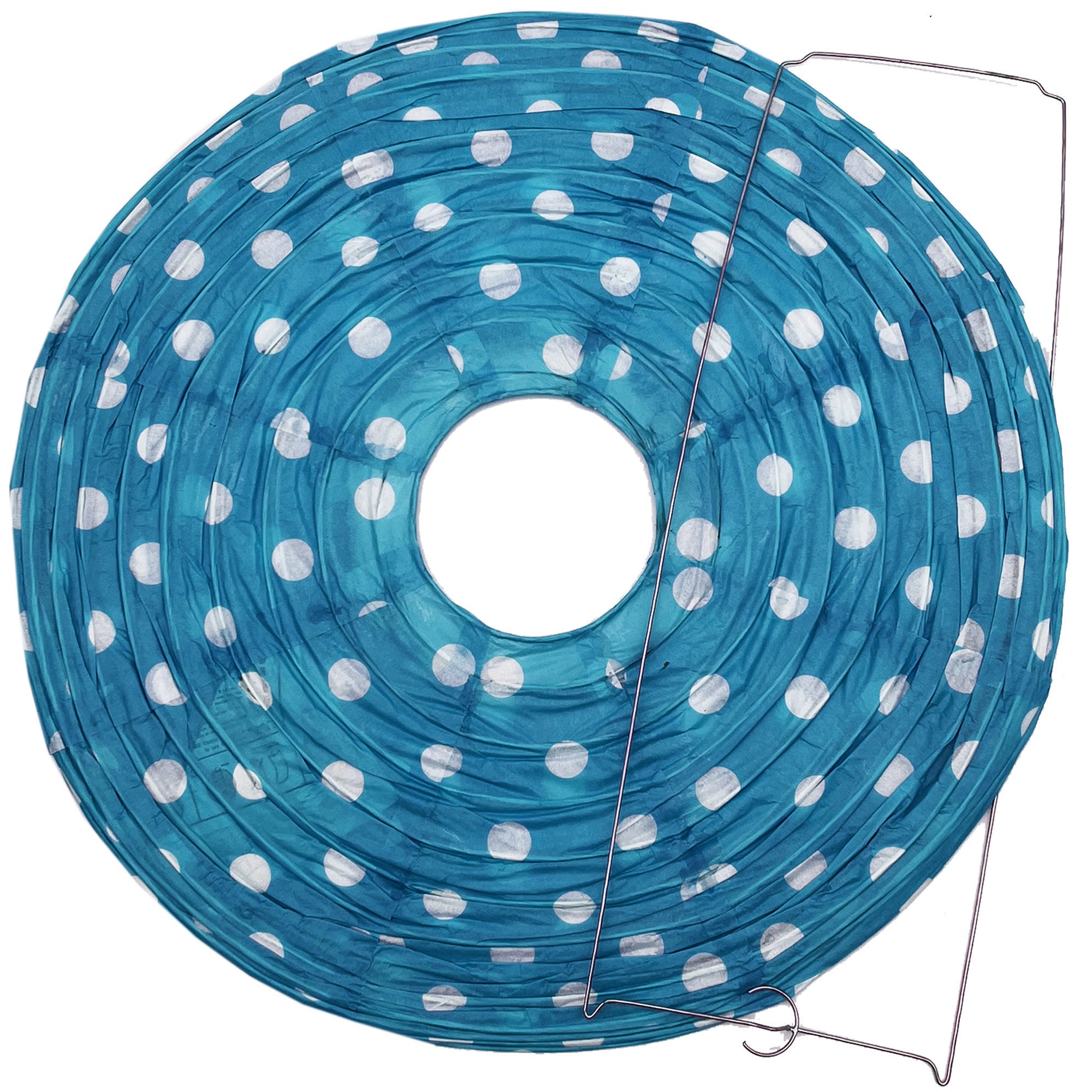 ''12'''' Blue and White Spotted Paper Hanging Lantern - Qty 36''