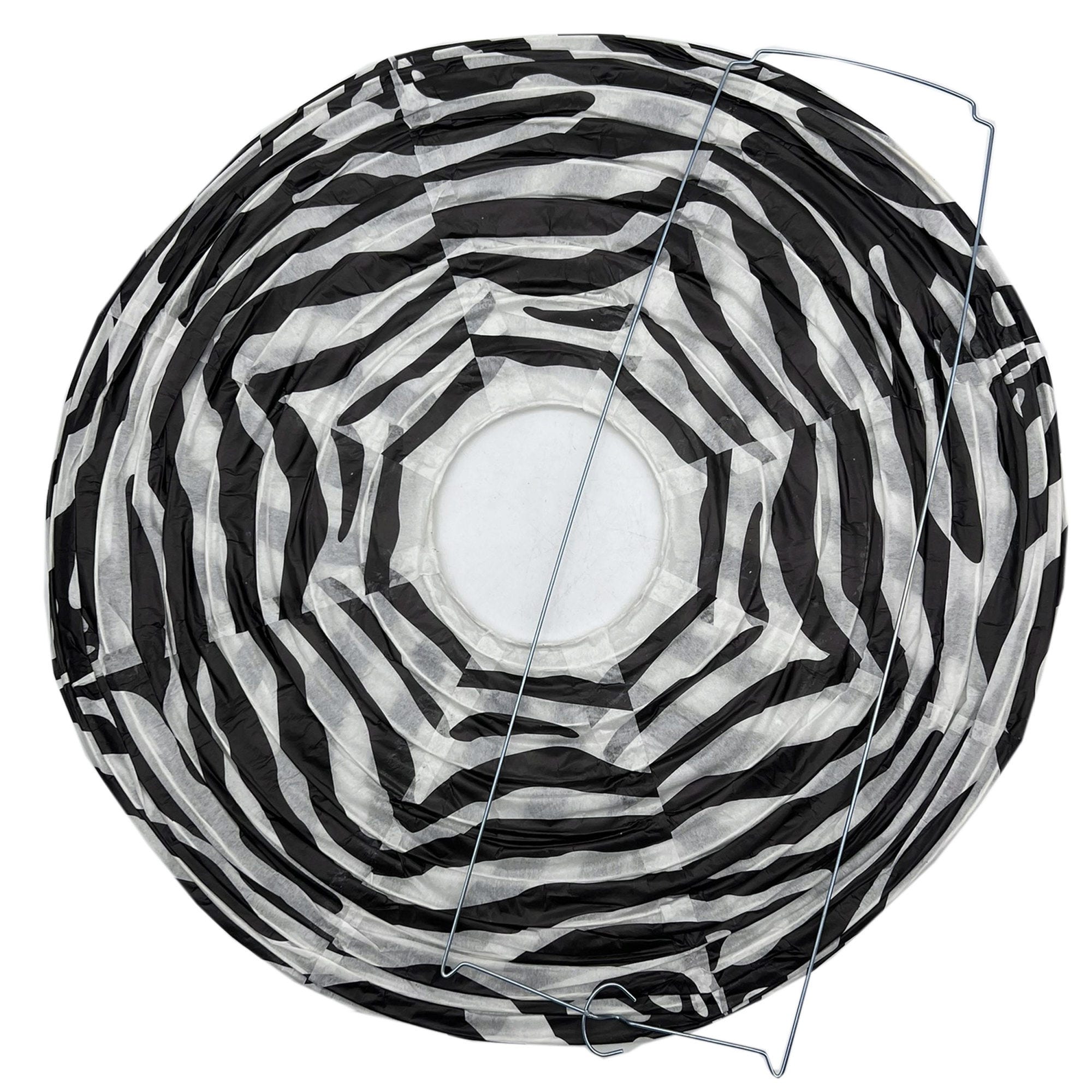 ''16'''' Zebra Print Paper Hanging Lantern - Qty 48''