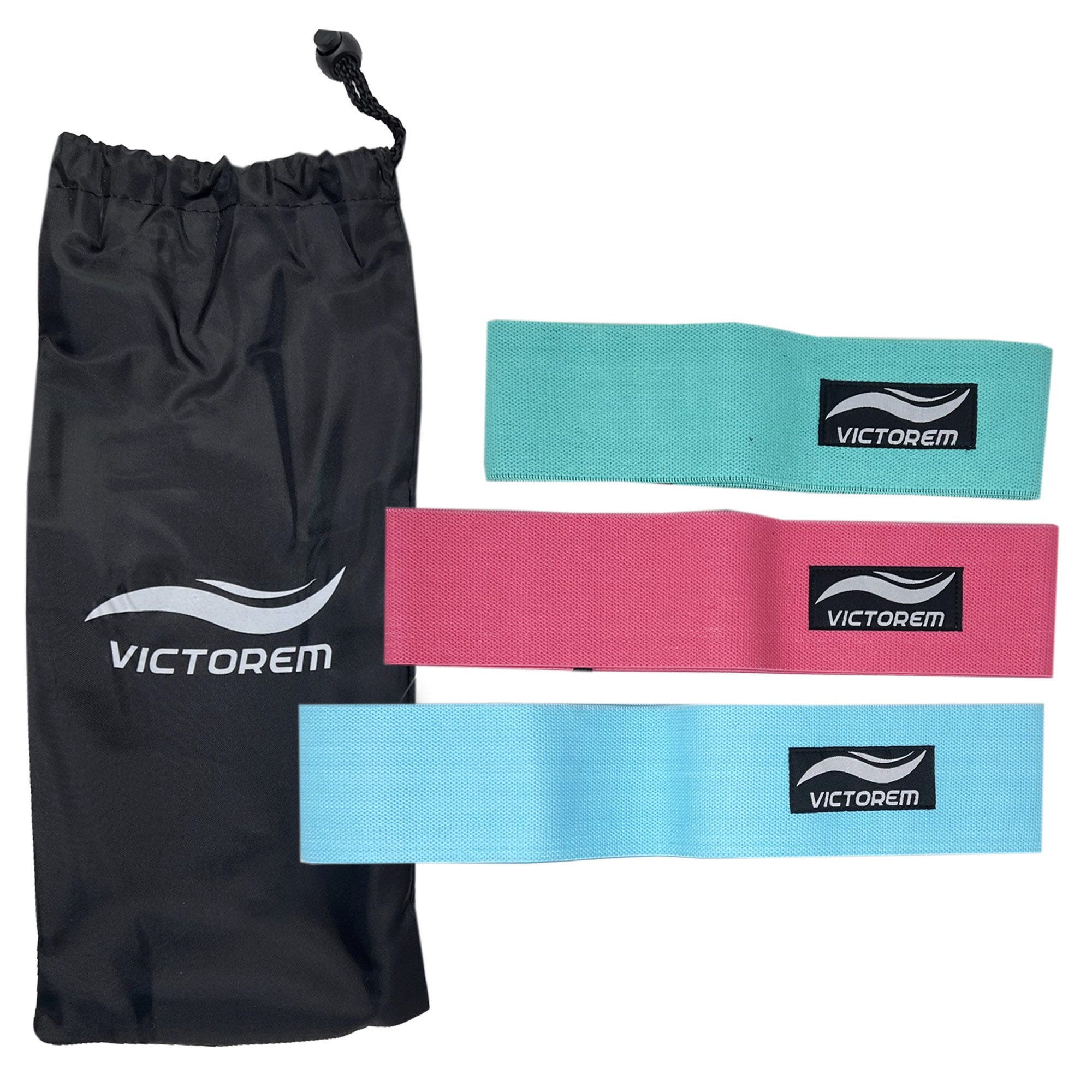 Victorem 3 Pack Resistance Fabric Booty Workout Bands with Digital Workout Guide in Green Red and Bl