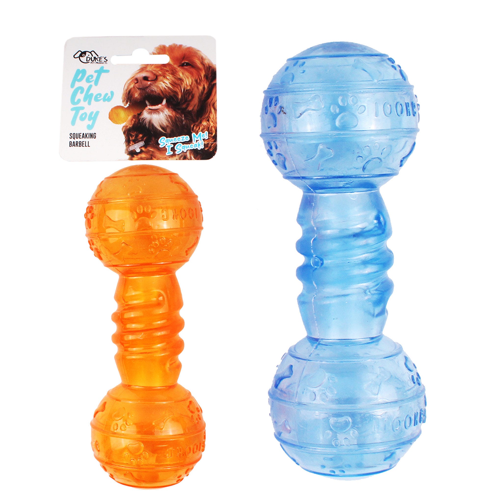 ''6.5'''' Squeaking Barbell Pet Chew TOY - Qty 24''