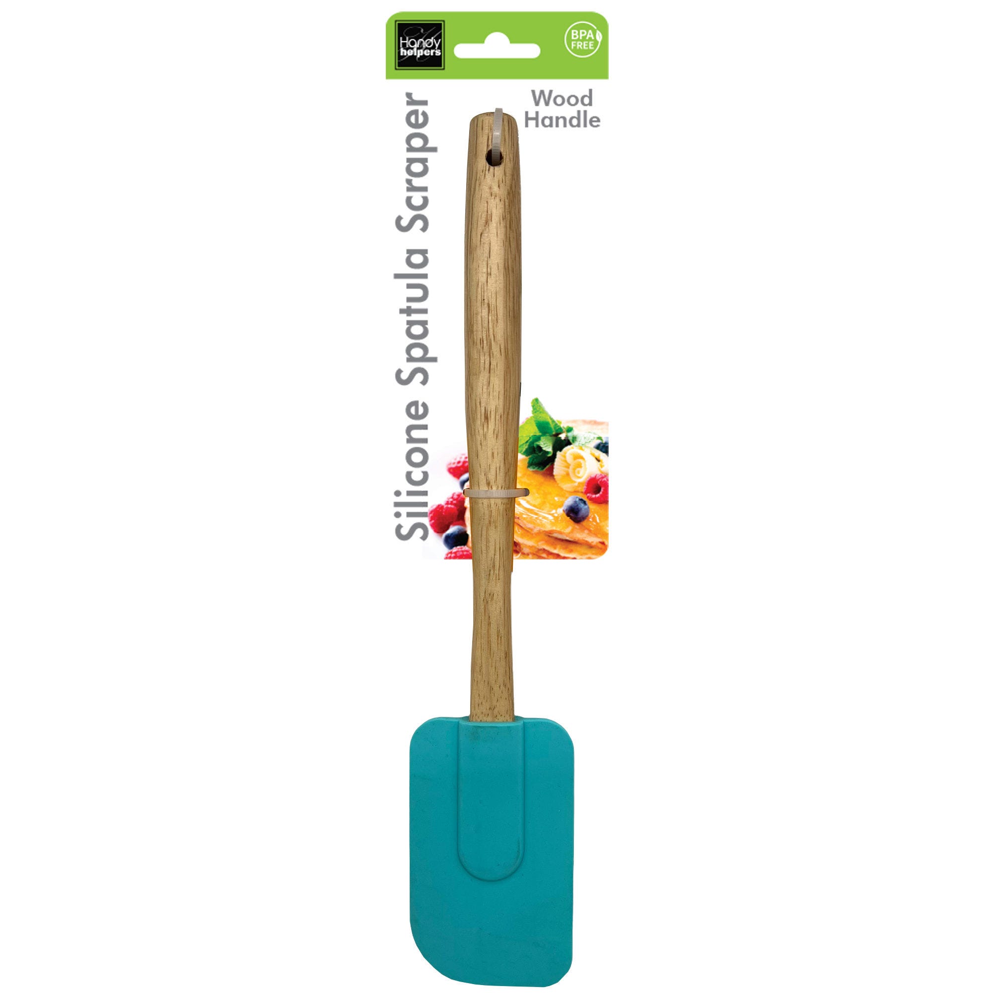 Wood HANDLE Silicone Spatula Scraper - Qty 24