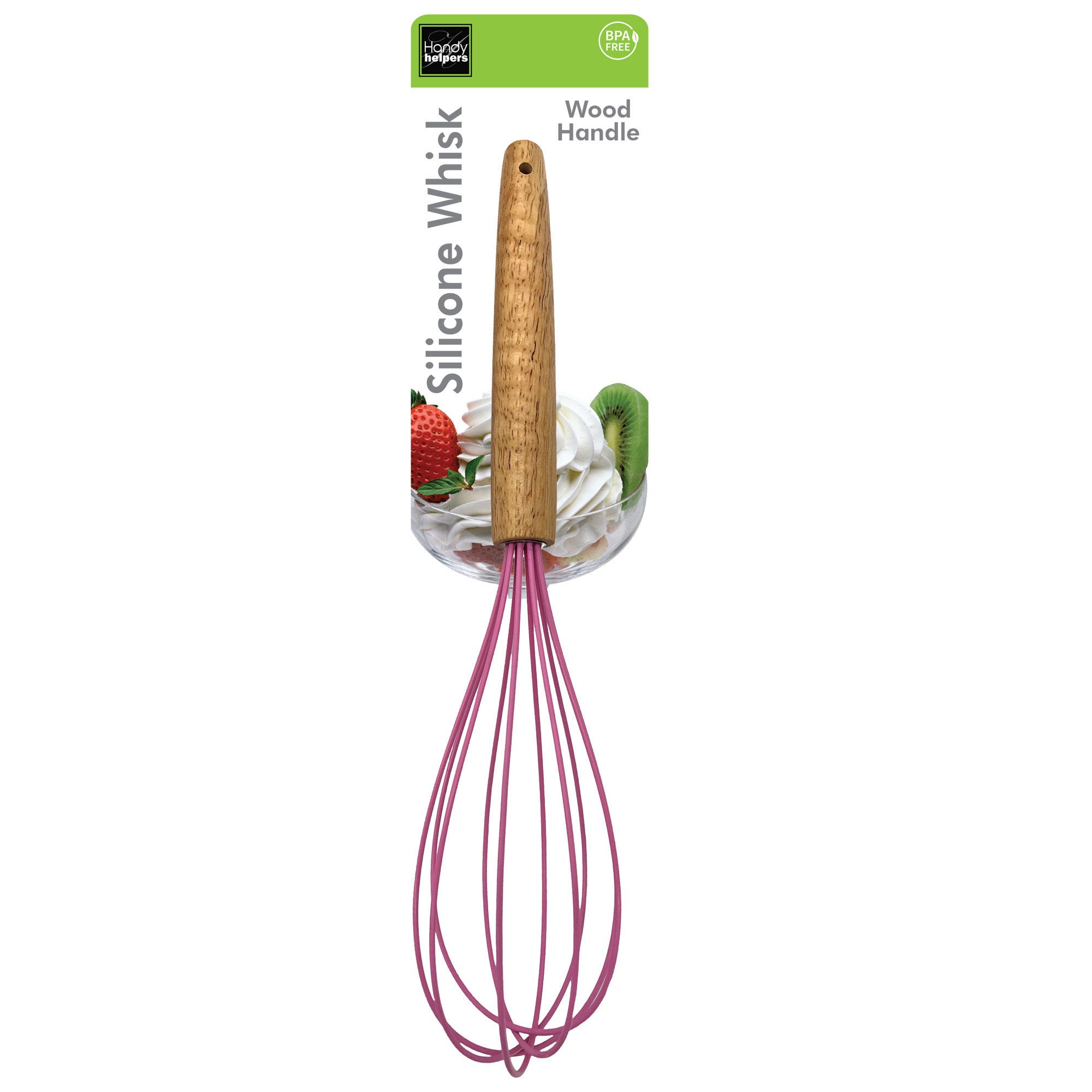 Wood HANDLE Silicone Whisk - Qty 24