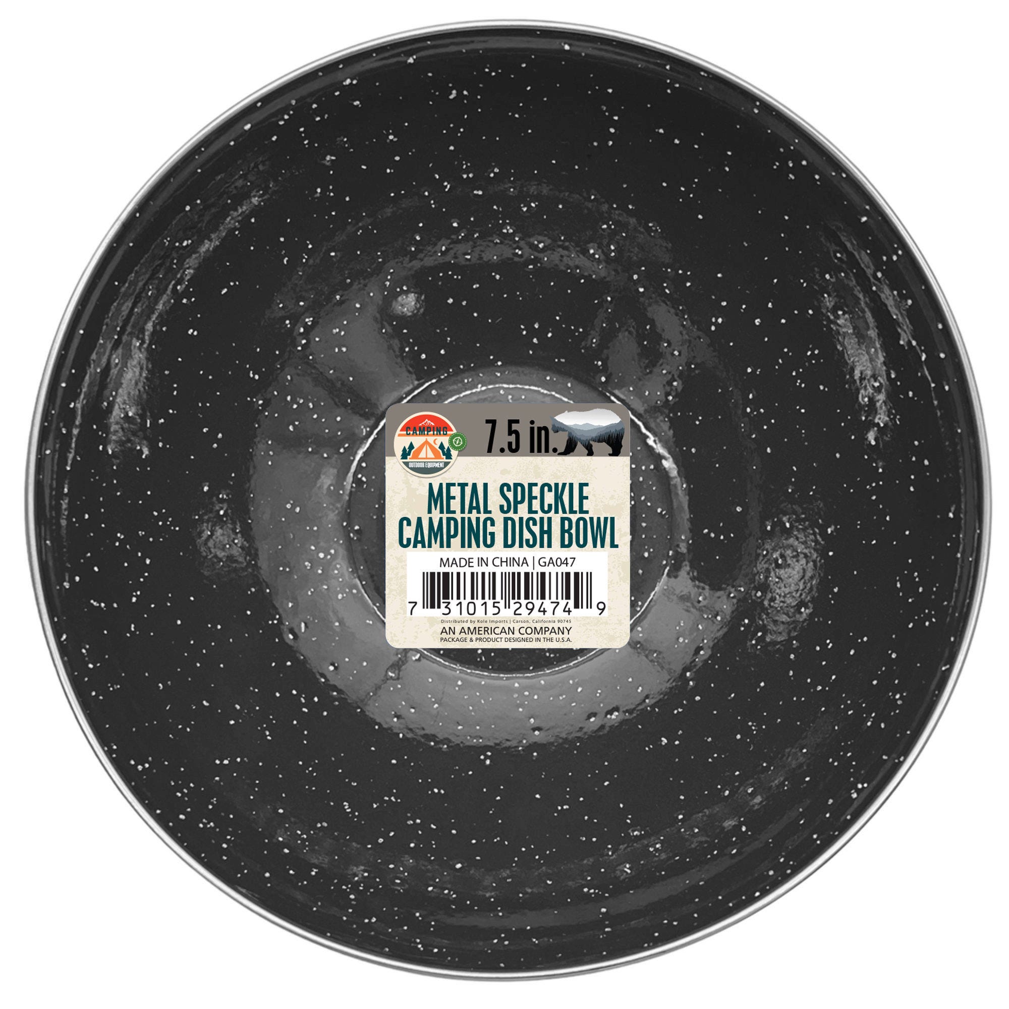 ''7.5'''' Metal Speckle Camping Dish Bowl - Qty 14''