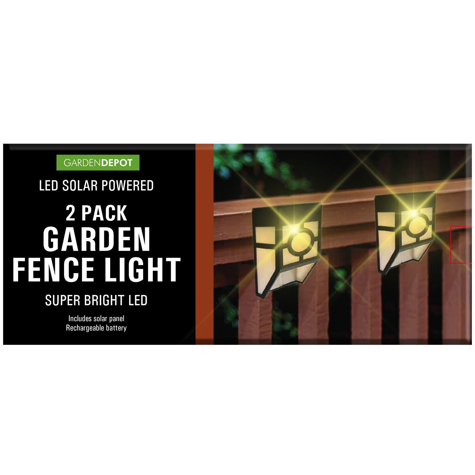 2 Pack LED SOLAR Powered Garden Fence Lights - Qty 6