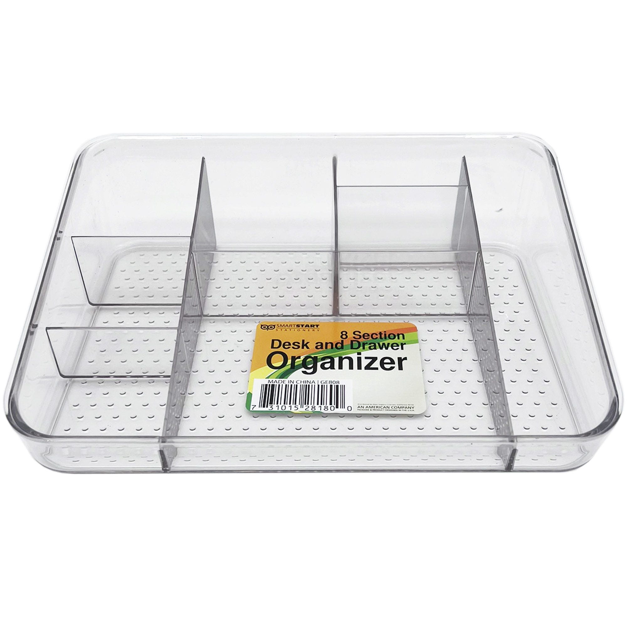 ''10'''' x 7.75'''' 8-Section Clear Desk and Drawer Organizer - Qty 8''