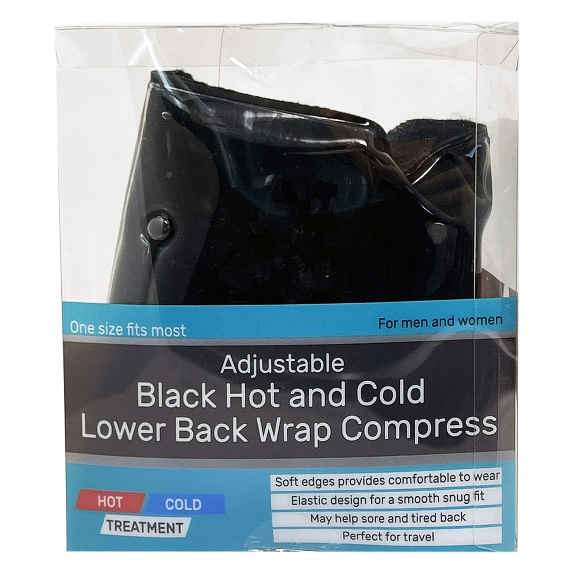 Adjustable Black Hot and Cold Lower Back Wrap Compress - Qty 6