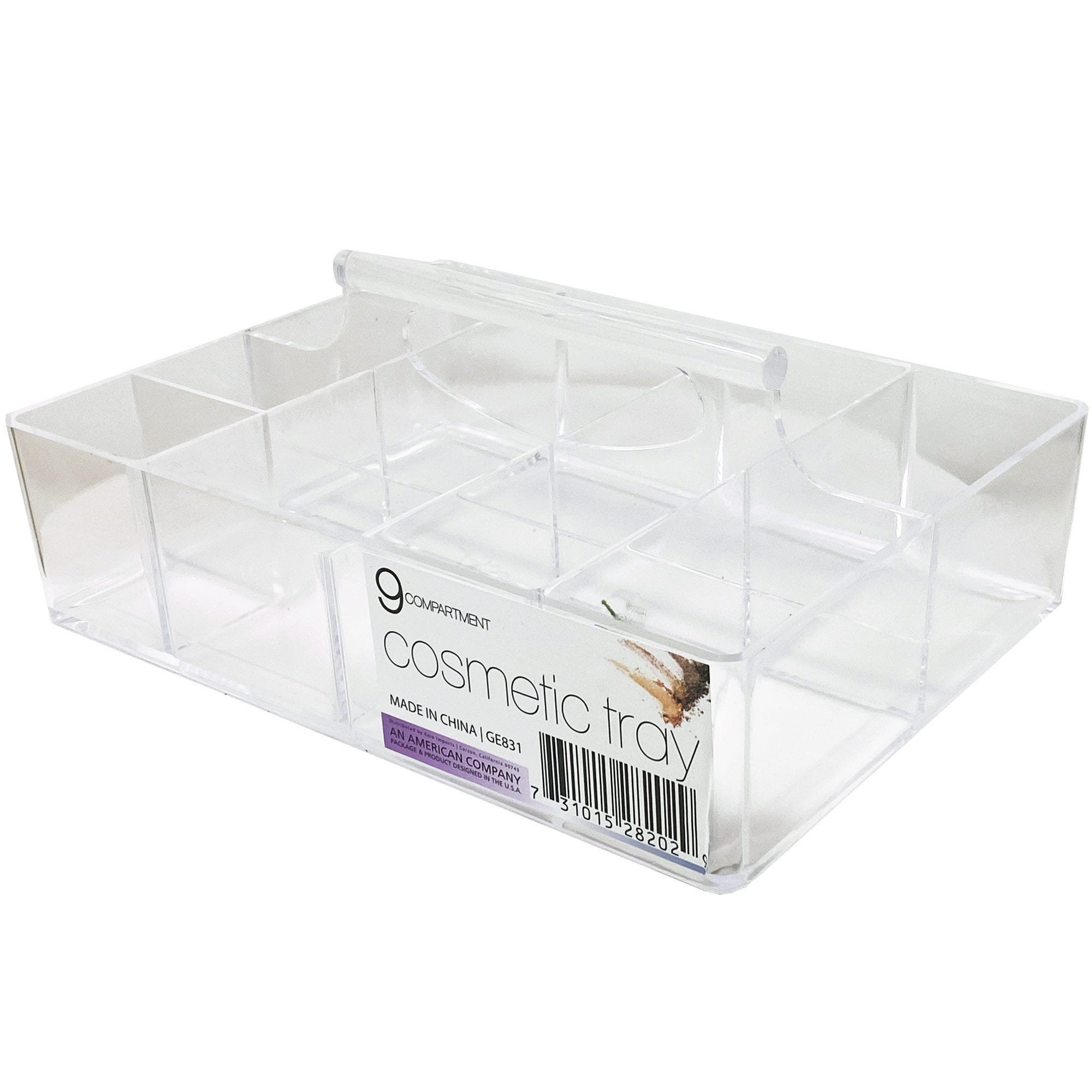 9 Compartment Acrylic COSMETIC Organizer with Carrying Handle - Qty 6