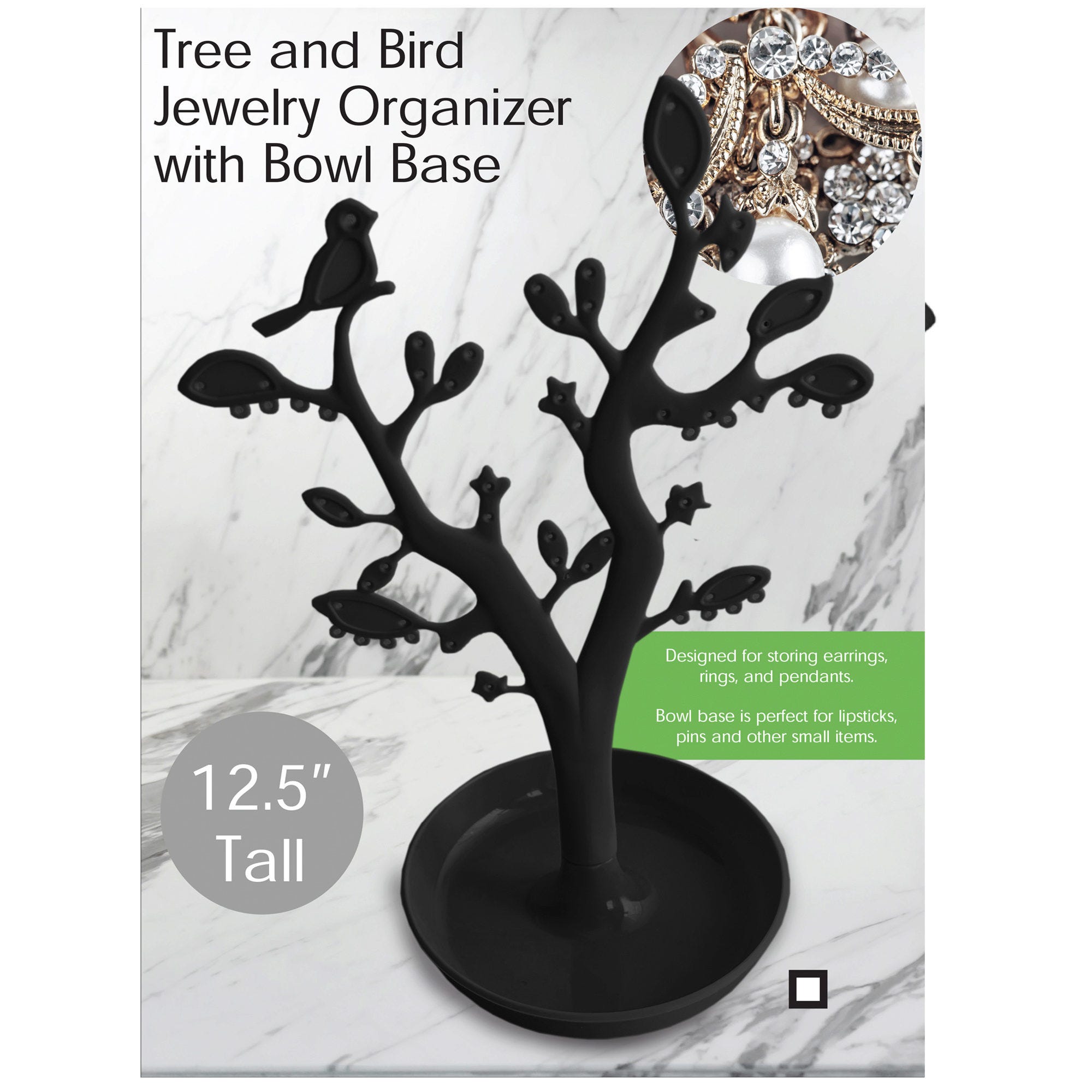 ''12.5'''' Tree and Bird JEWELRY Organizer with Bowl Base - Qty 8''