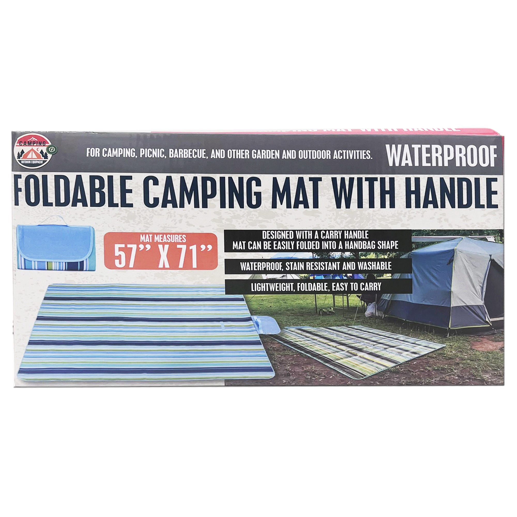 Foldable Waterproof Camping Mat with Carrying Handle - Qty 2