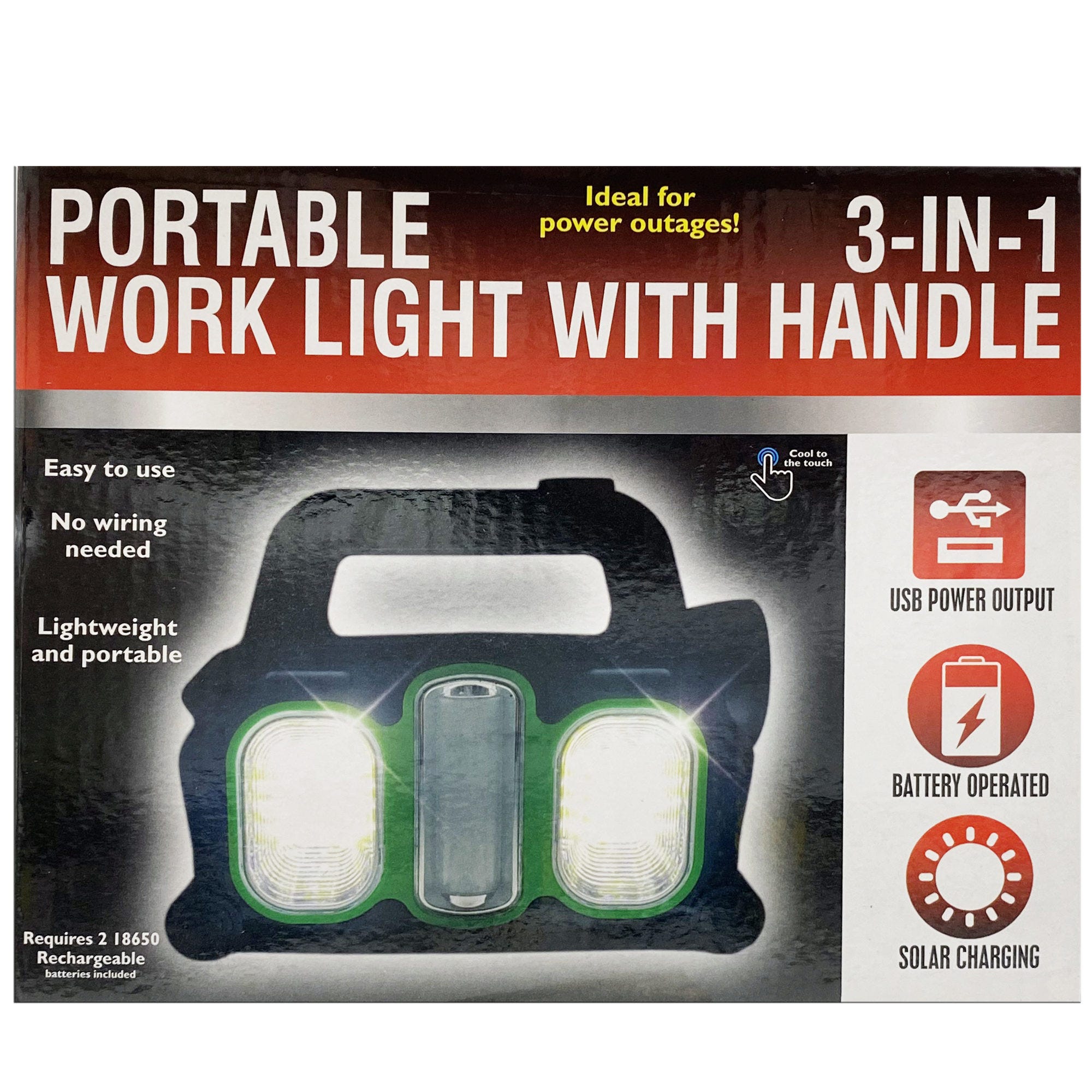 Portable Solar Powered Work Light with Rechargable BATTERIES - Qty 4