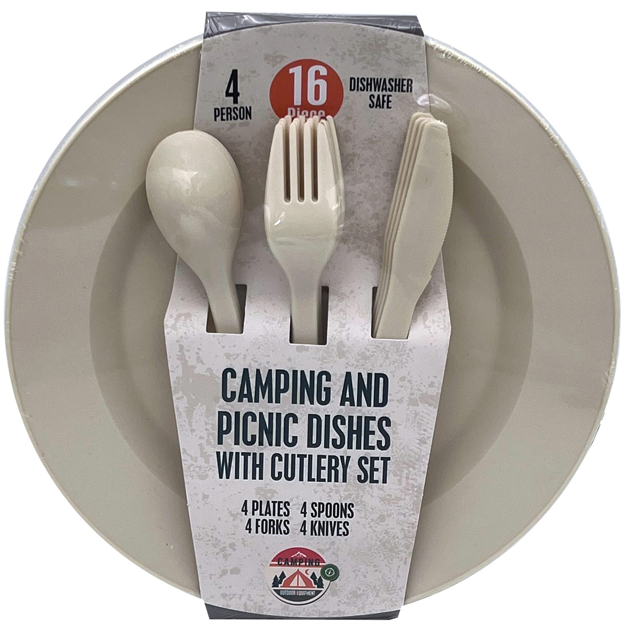 16 Piece Camping and Picnic Dishes with Cutlery Set - Qty 8