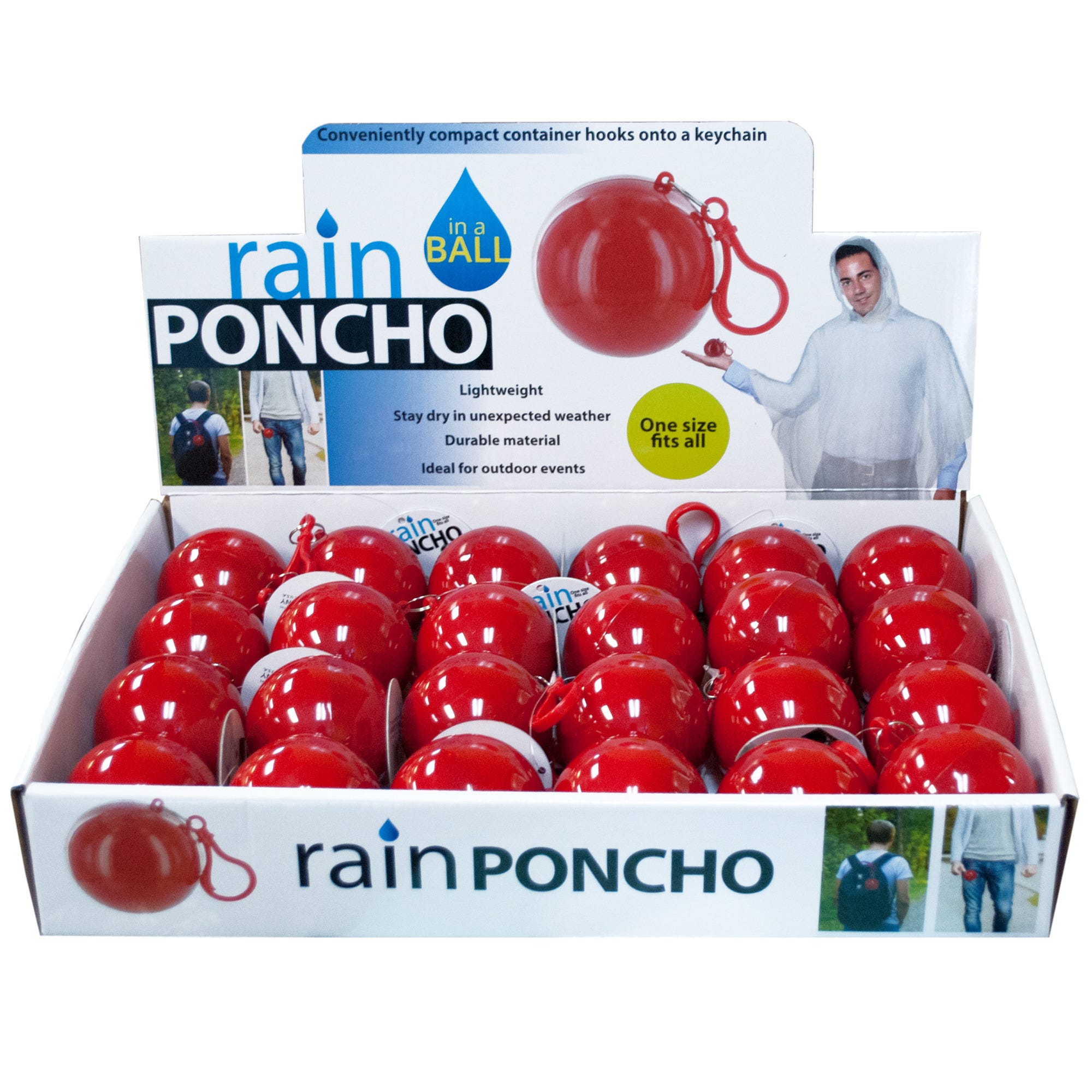 Rain PONCHO in a Ball Countertop Display - Qty 24