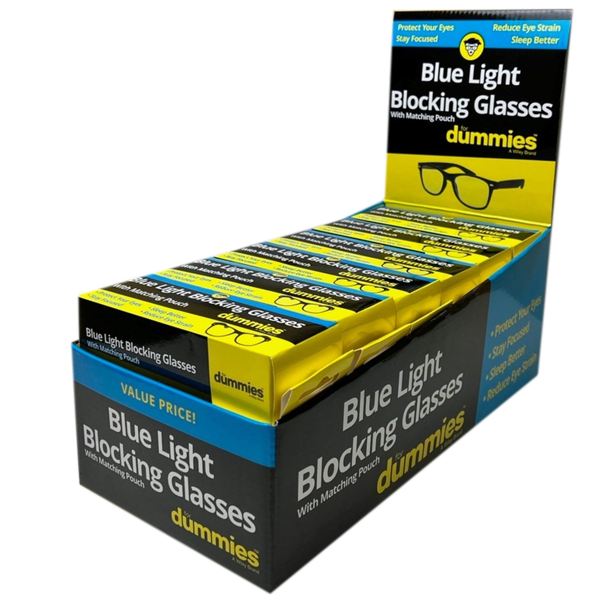 Blue Light Blocking Glasses with Pouch for Dummies - Qty 18