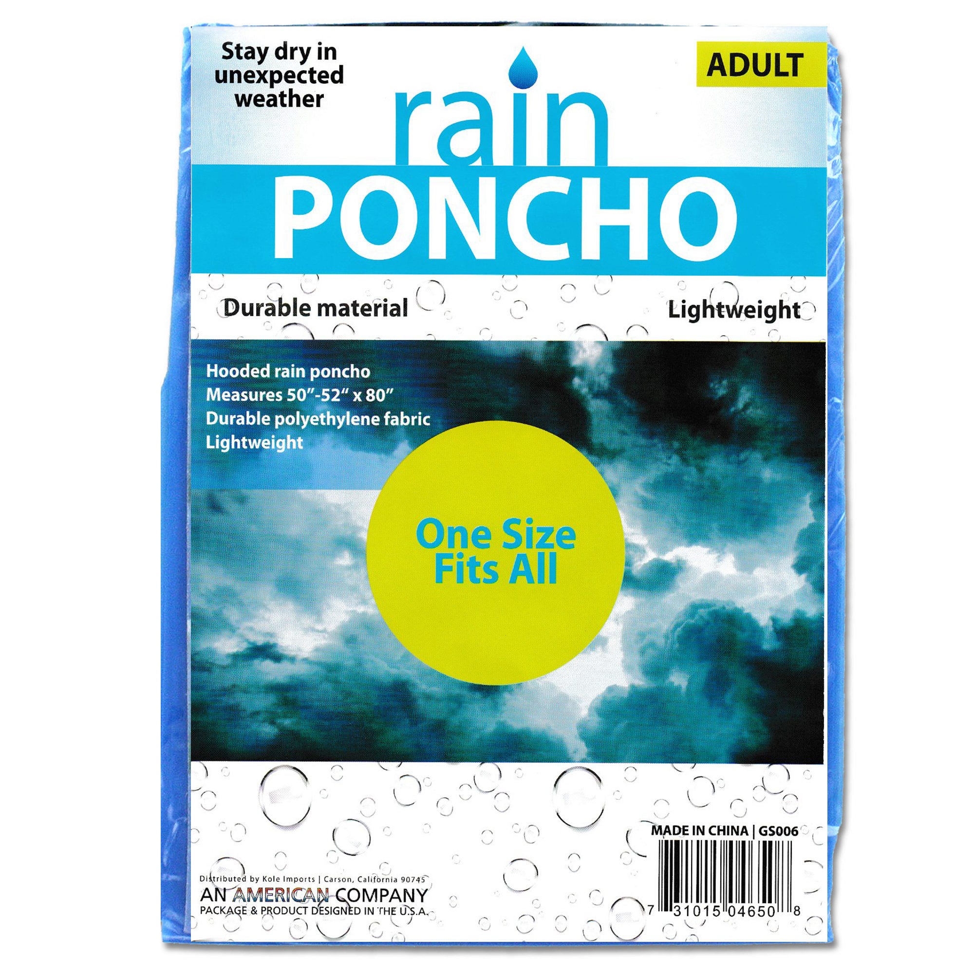 Hooded Rain PONCHO - Qty 24