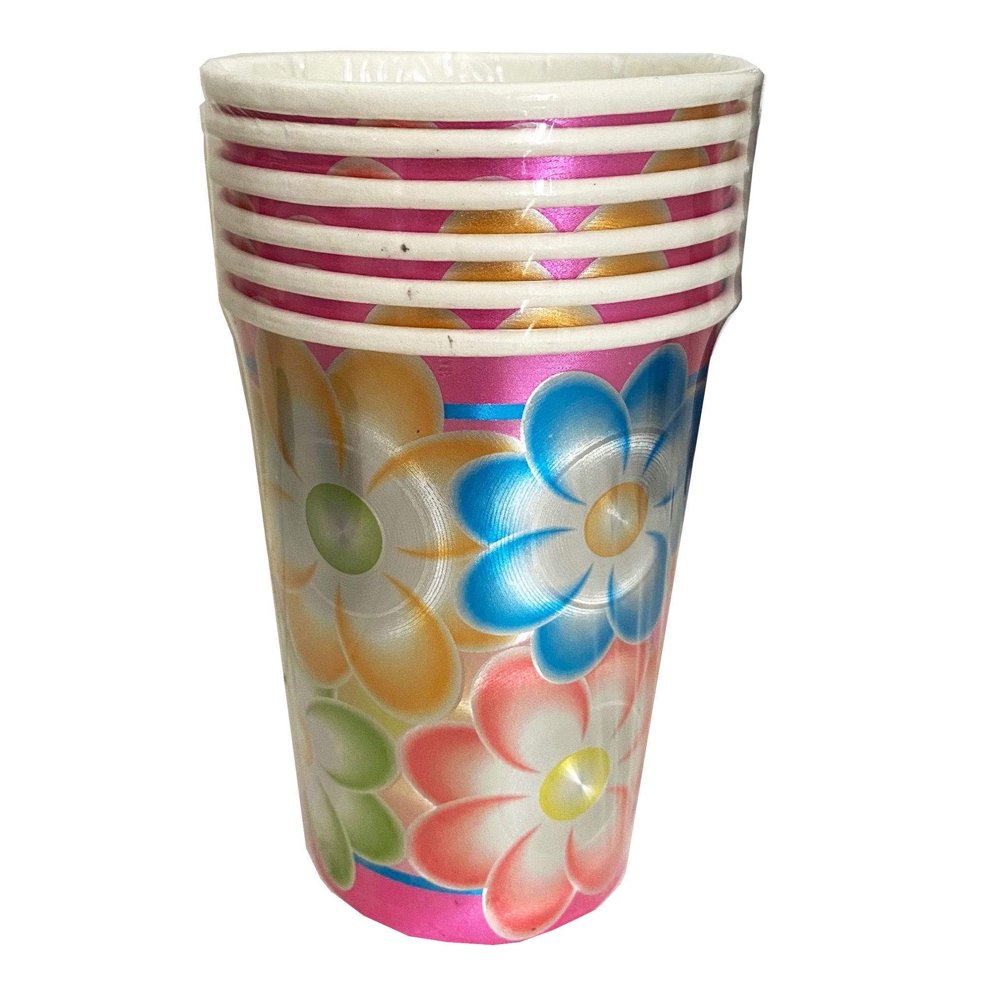 Birthday FLOWERS 6 Piece 9oz Embossed Cups - Qty 48