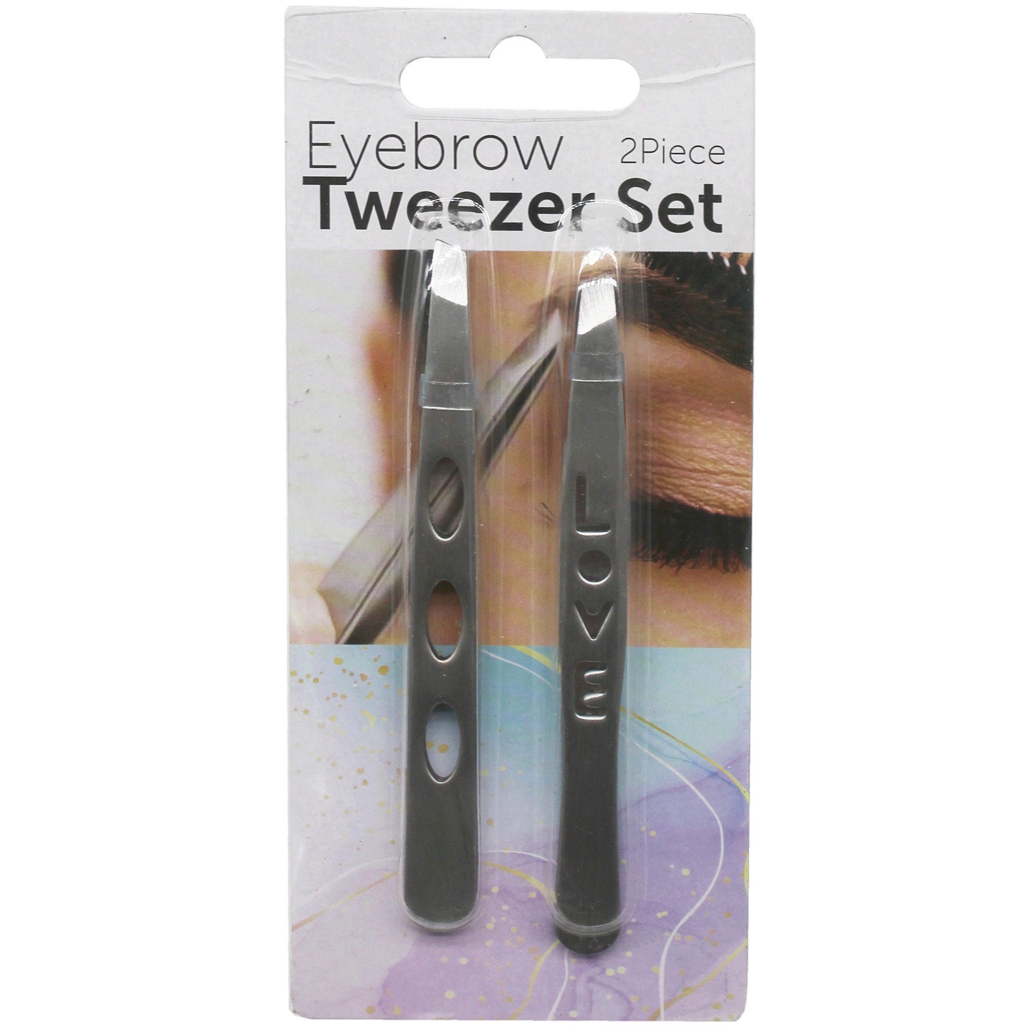 2 Pack Angled Beauty Eyebrow Tweezer Set - Qty 24