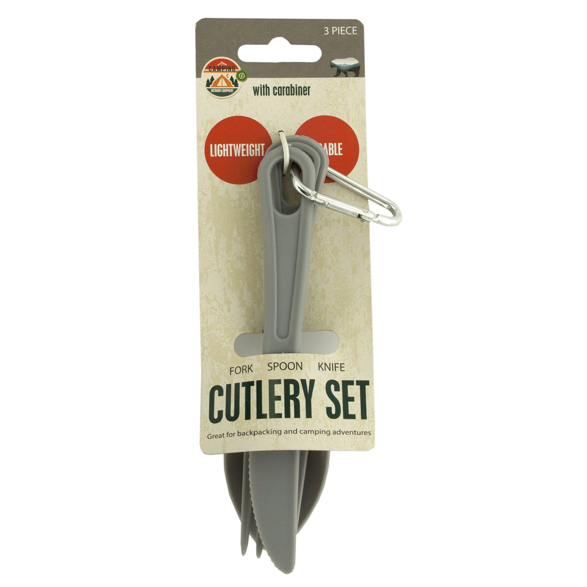 Camping Cutlery Set with Carabiner - Qty 24