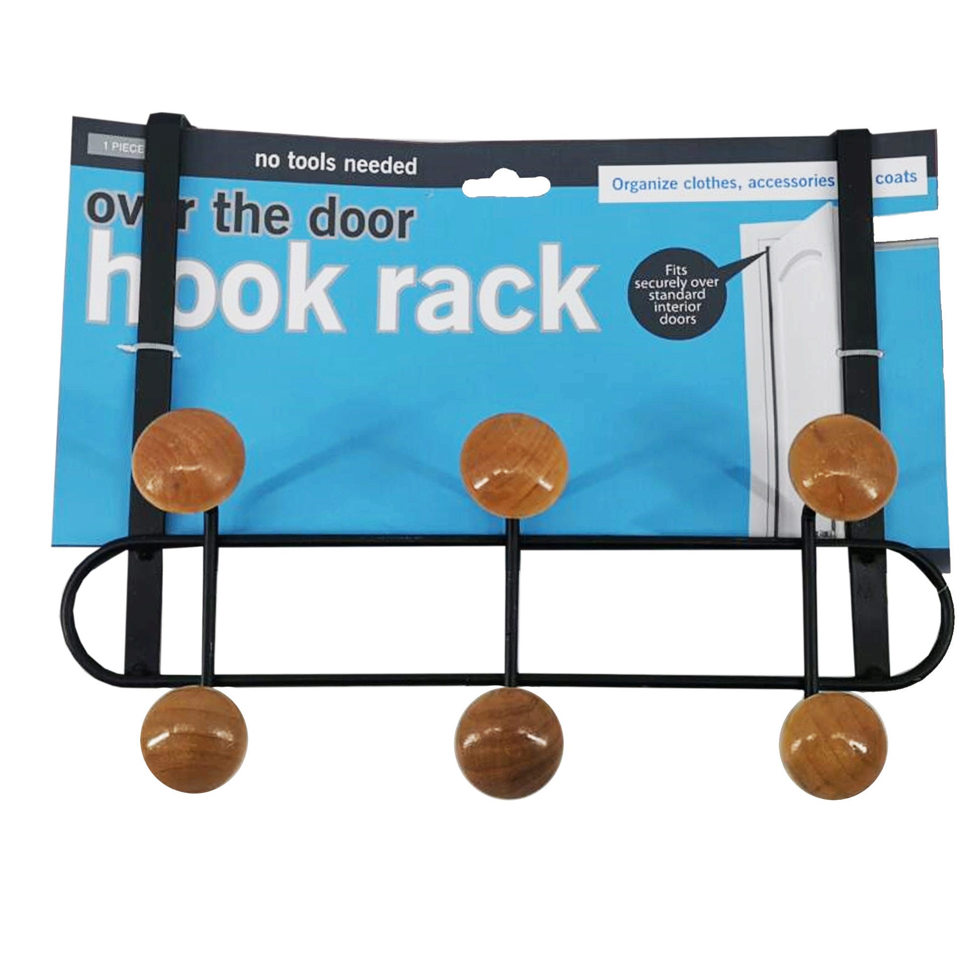 6-Hook Wood and Steel Over The Door Hanging Rack - Qty 6