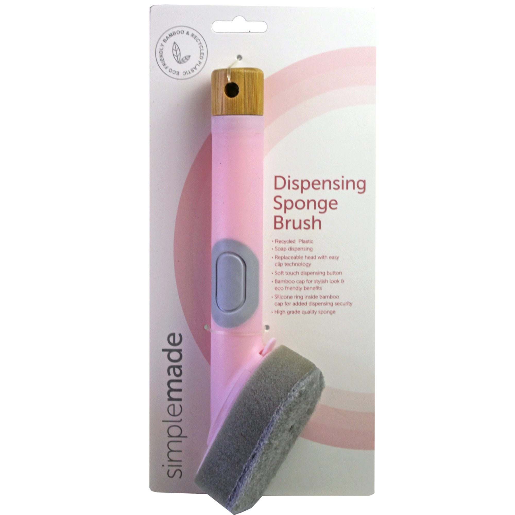 SimpleMade Recyled Plastic SOAP Dispensing Sponge Brush in Light Pink - Qty 12
