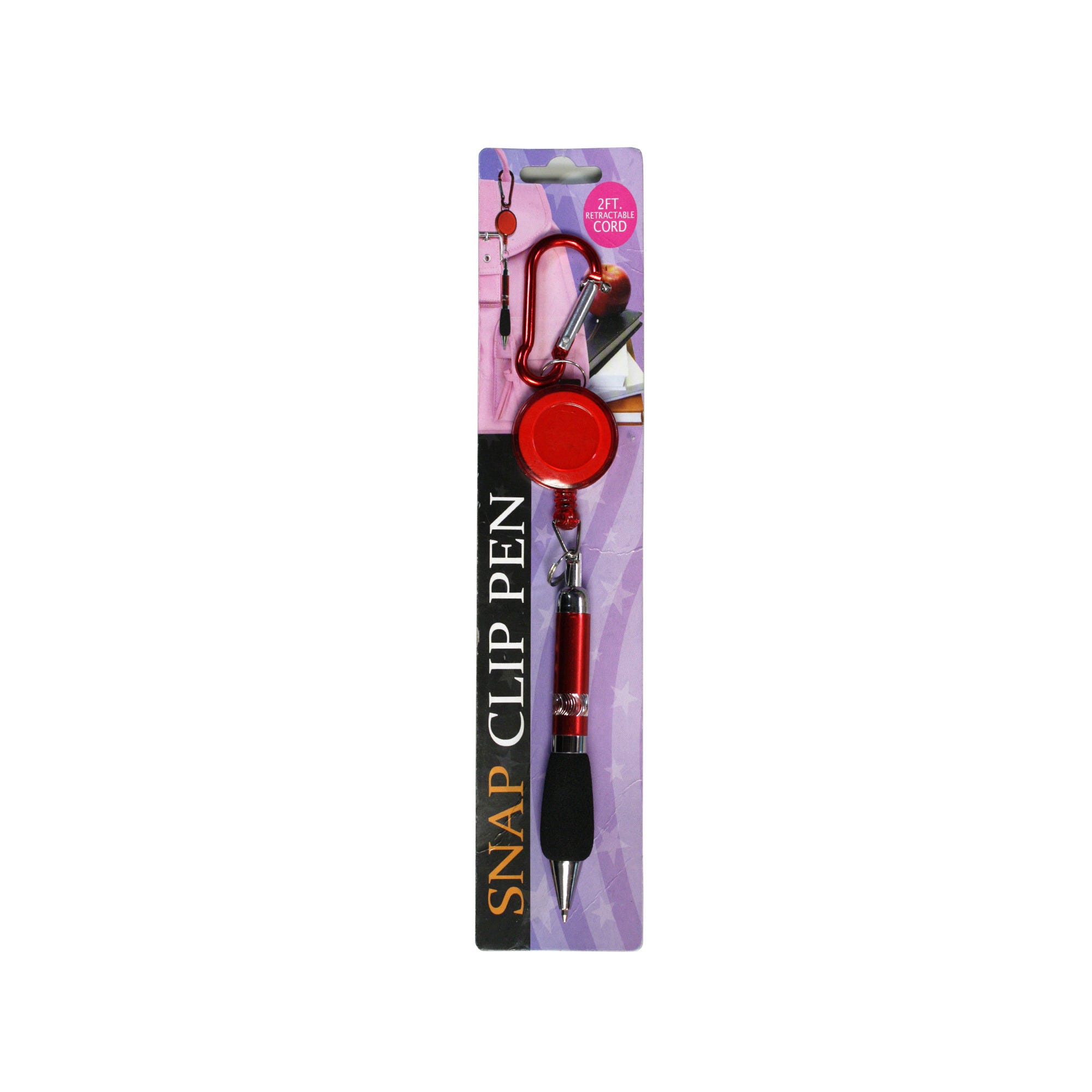 Snap Clip Pen with Retractable Cord - Qty 24