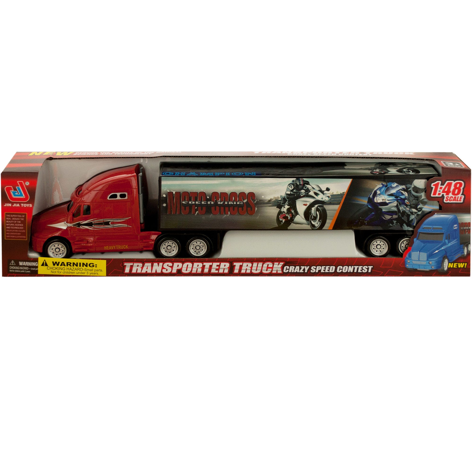 Friction Powered Trailer Truck with Motorcycle DECALs - Qty 6