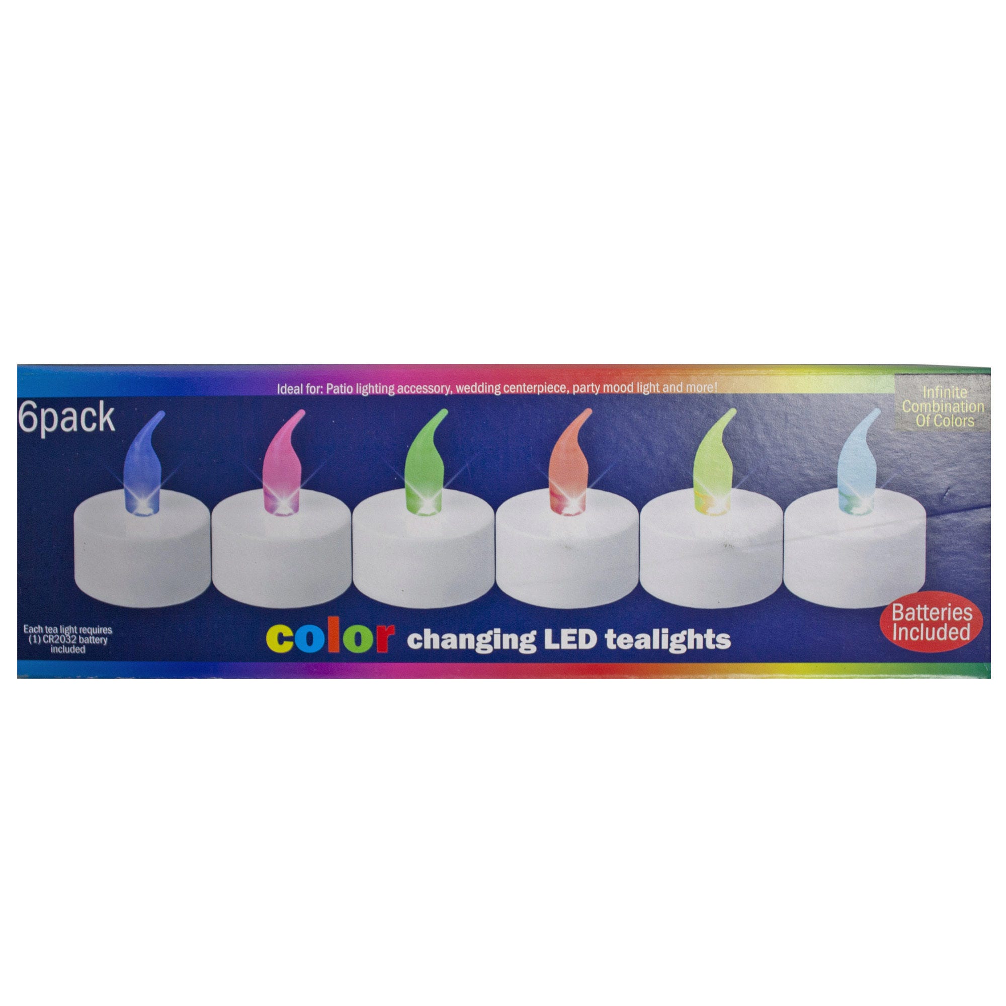 6 Piece Assorted Colored Battery Operated LED TEALIGHTs - Qty 10