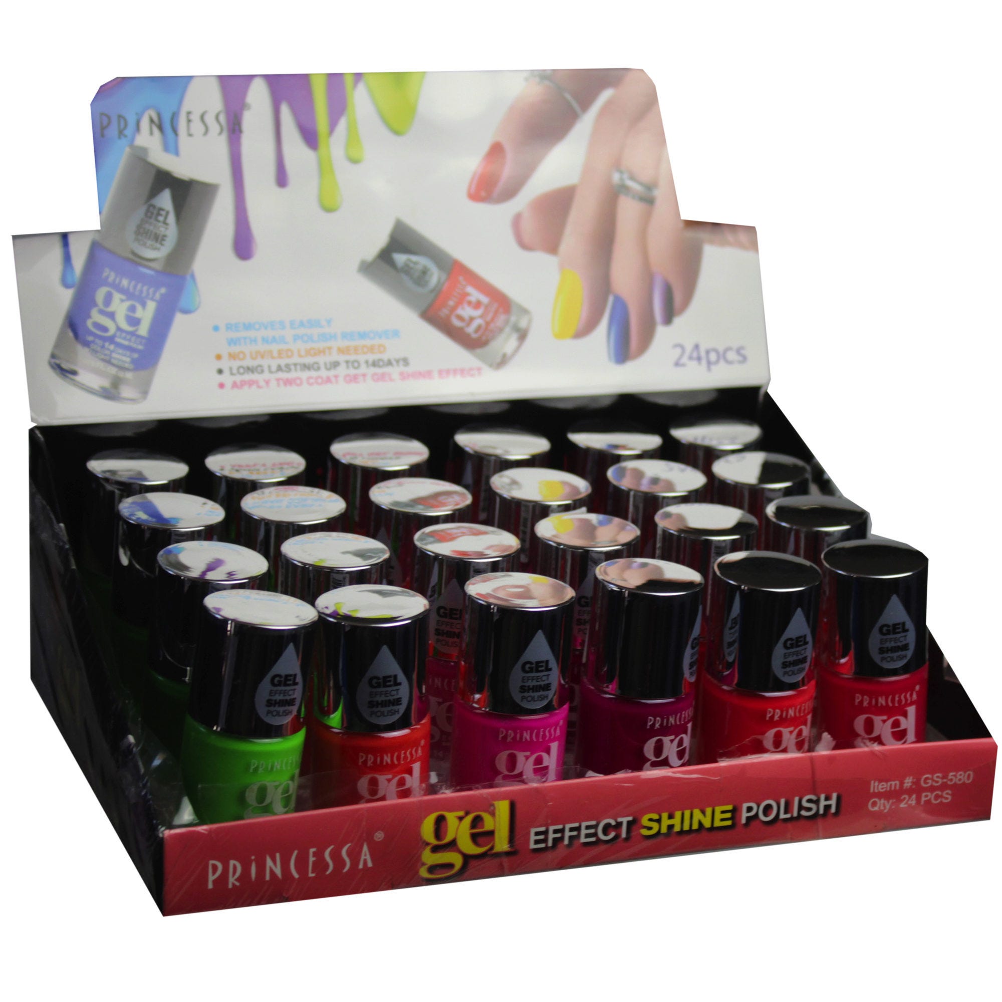Ultra Neon Gel NAIL POLISH Asst Colors in Display - Qty 24