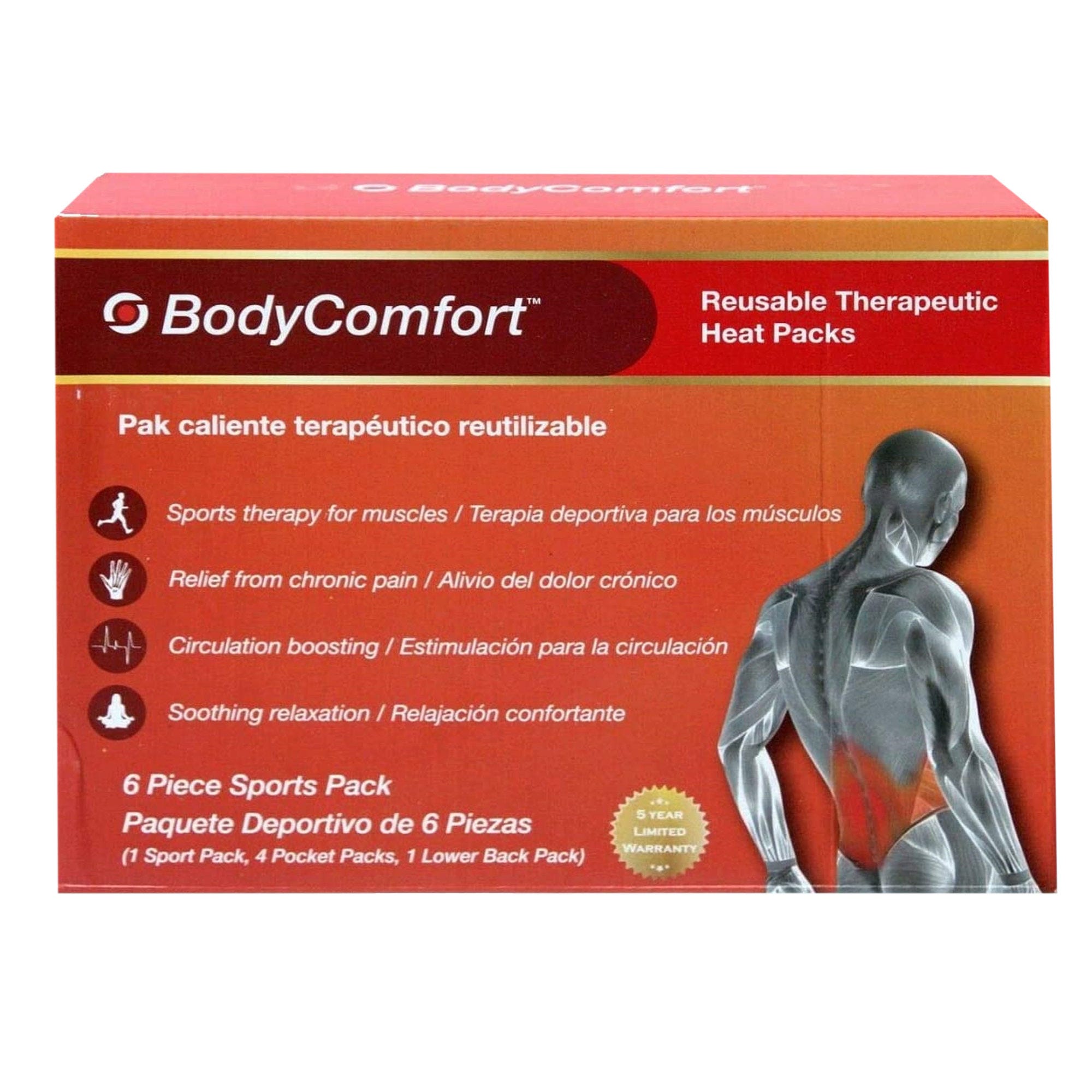 BodyComfort 6 Pack Reusable Therapeutic Heat Packs - Qty 8