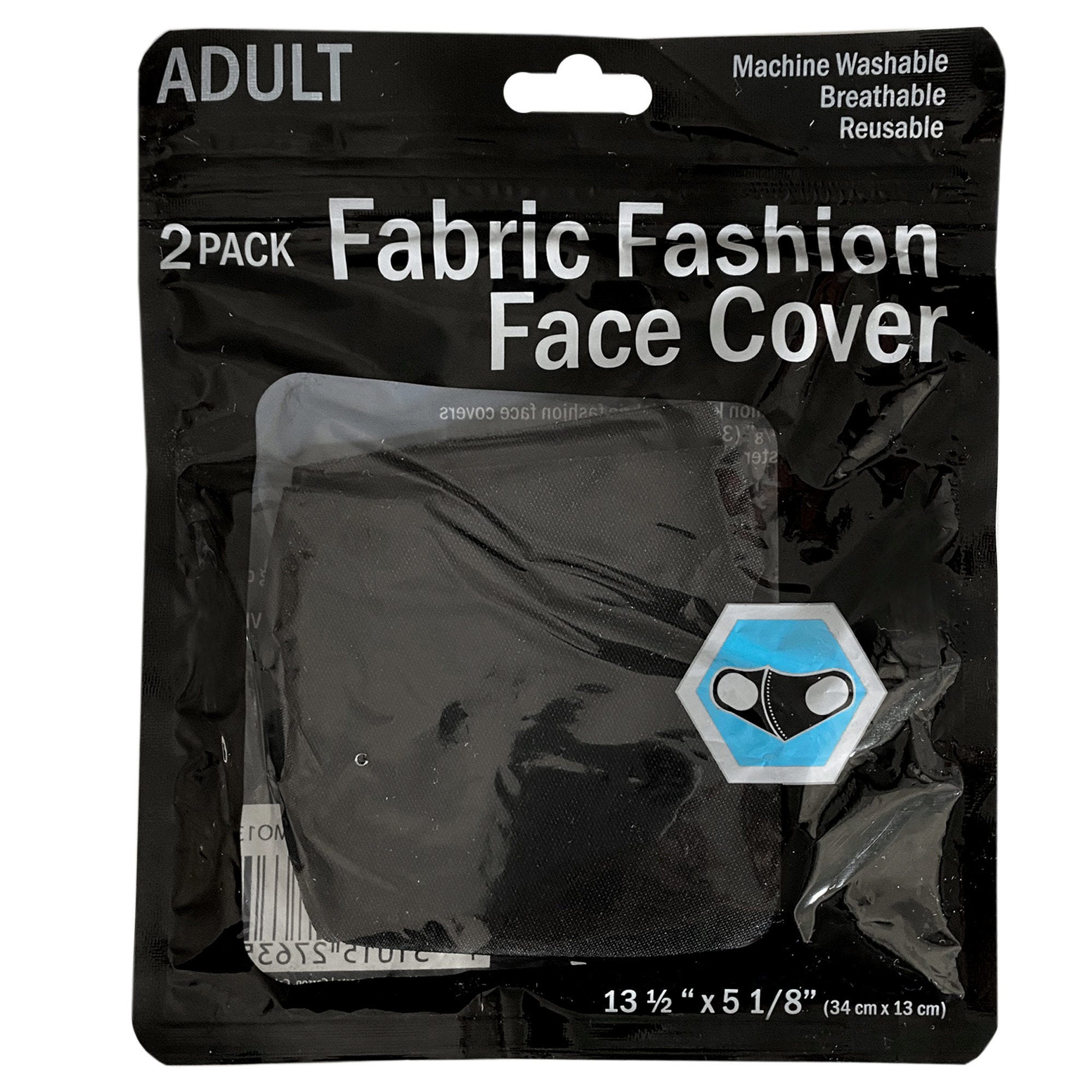 2 Pc Black Washable Mask - Qty 100