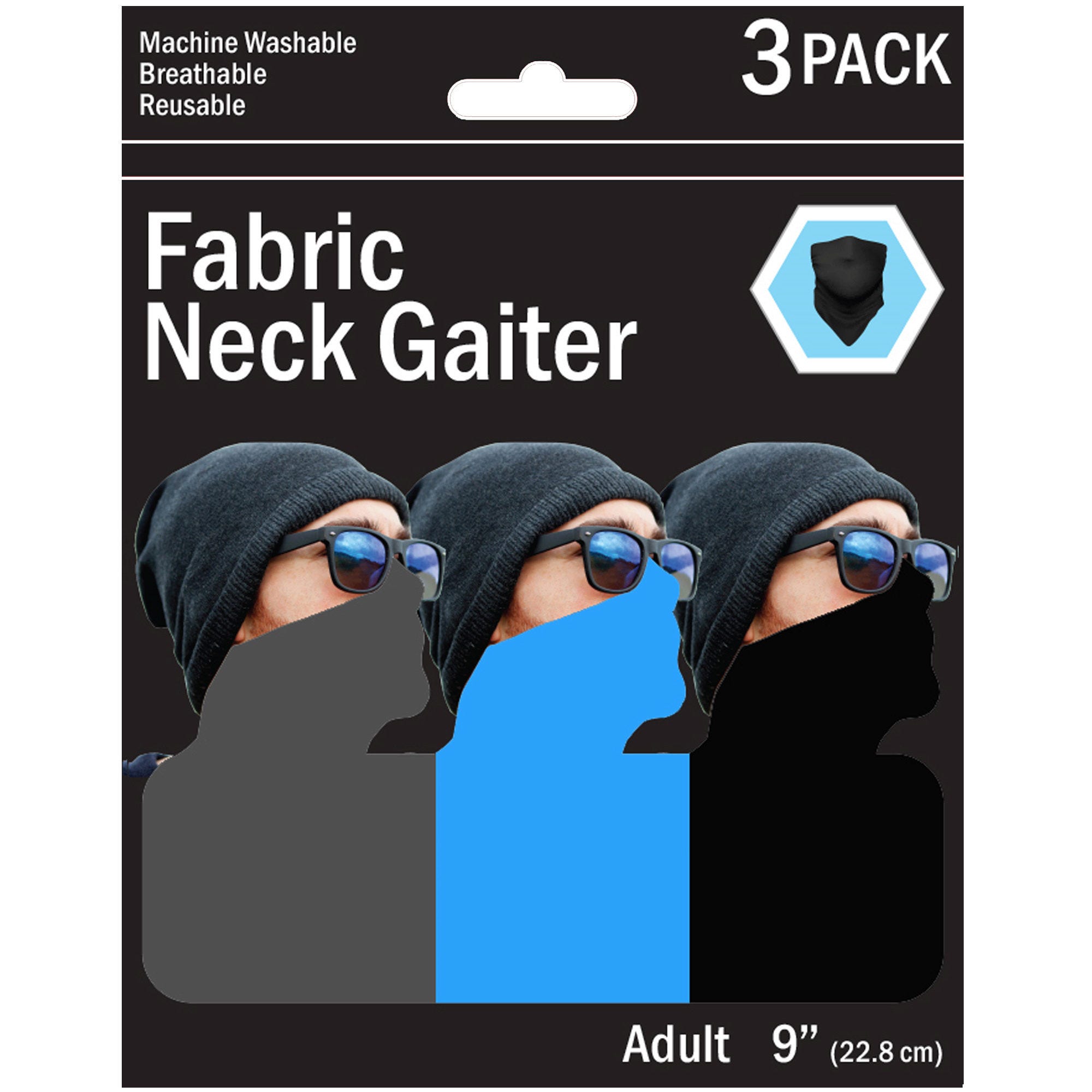 3 Pack Solid Neck Gaiter 3 Asst Colors - Qty 60