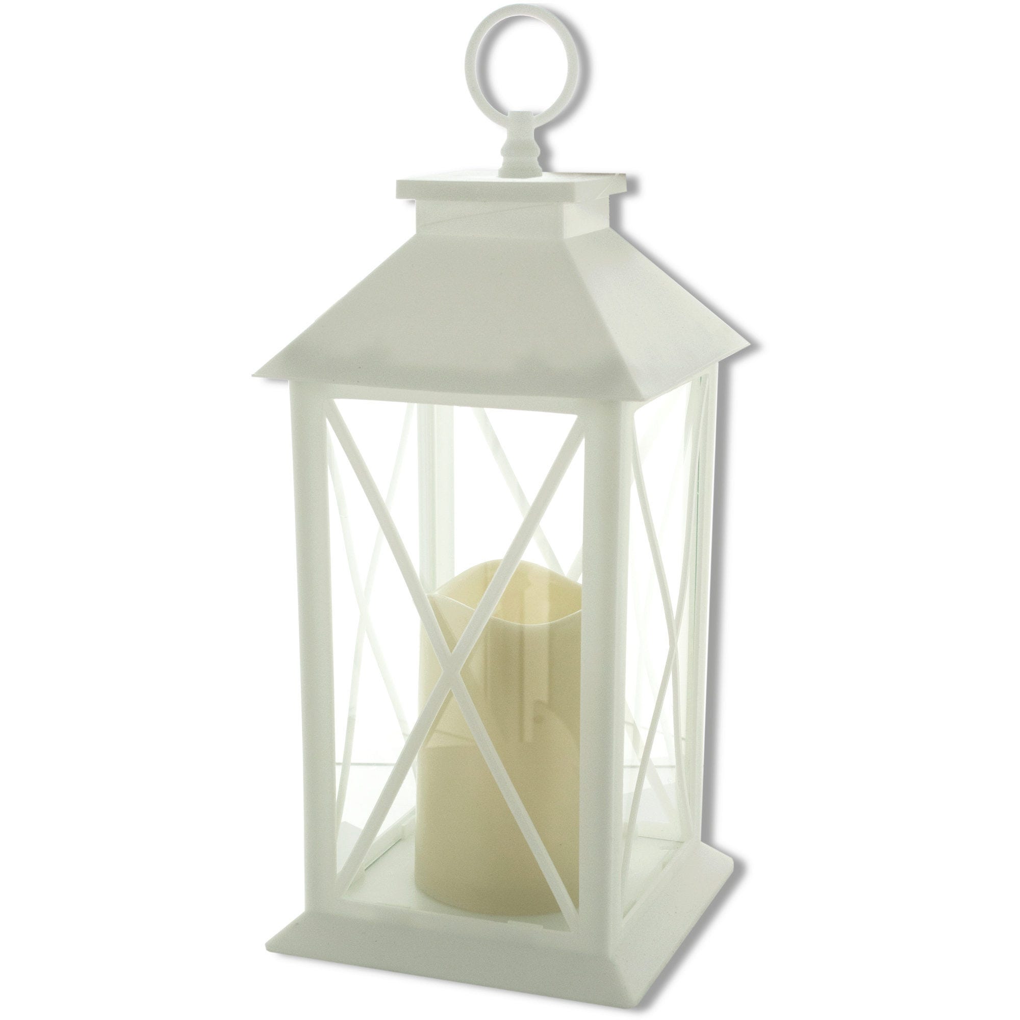 Decorative White LED Lantern with Pillar CANDLE - Qty 4