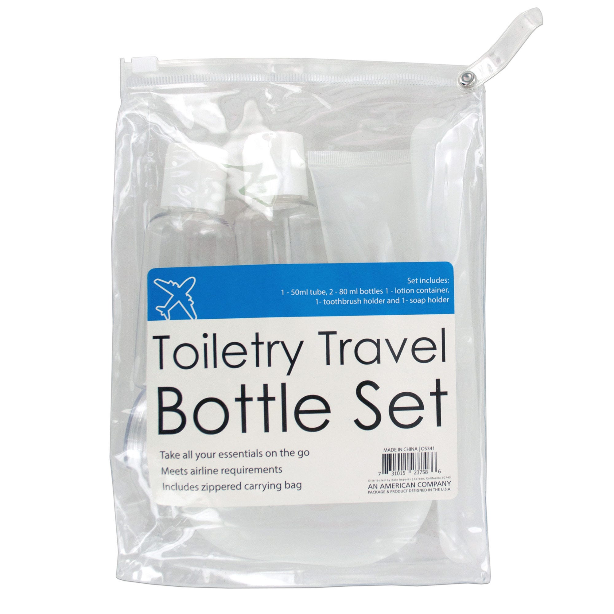 Toiletry Travel Bottle Set - Qty 10