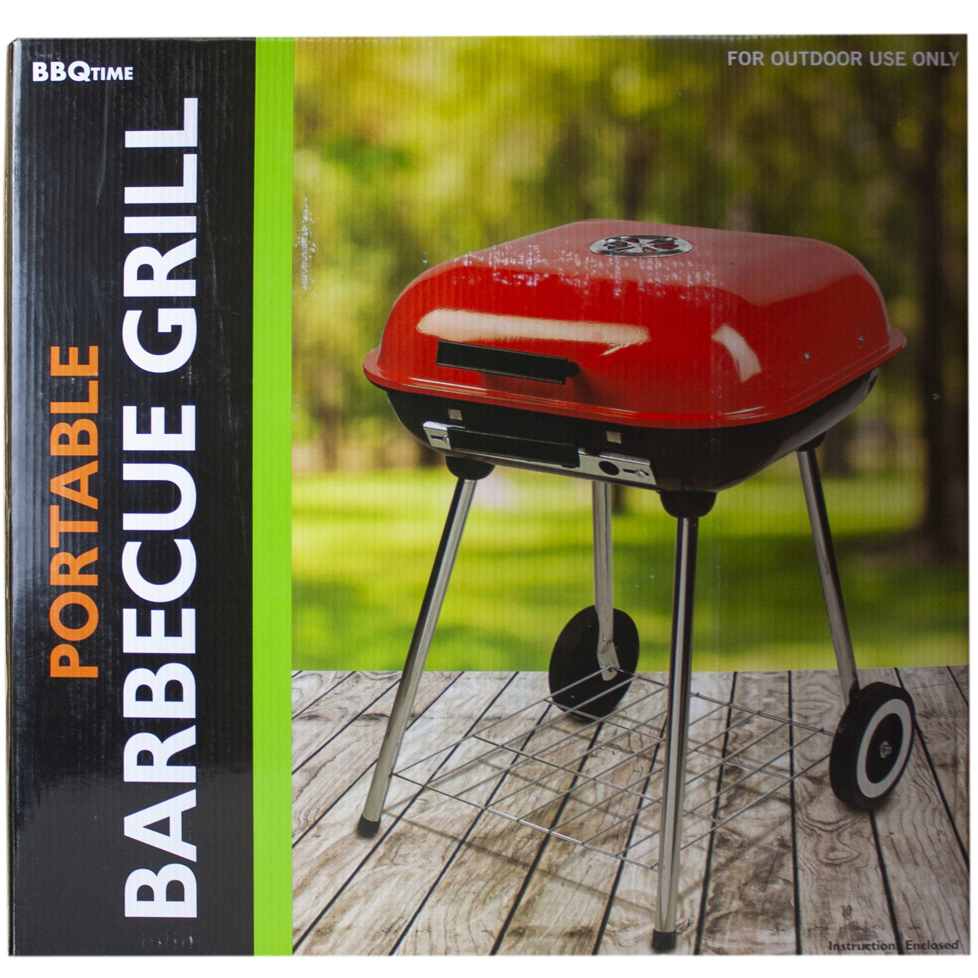 Square Charcoal Barbecue Grill with WHEELS - Qty 2