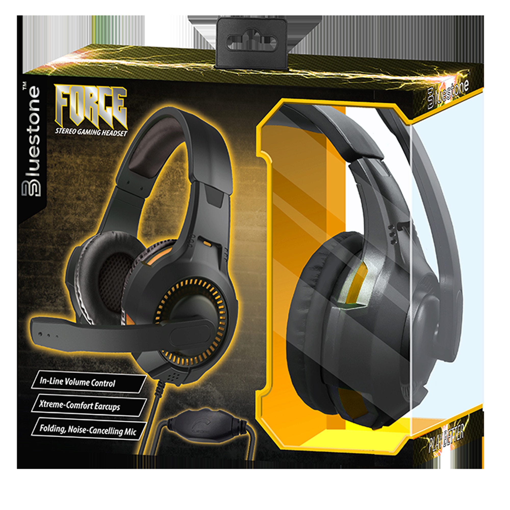 Force Stereo Gaming HEADPHONES with Microphone in Black - Qty 4